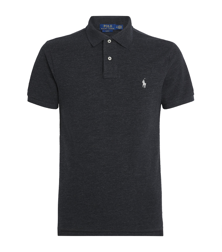 Cotton Mesh Slim-Fit Polo Shirt BLACK MARL HEATHER Image 1