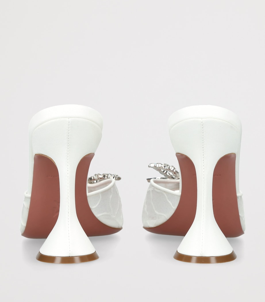 Amina Muaddi Lace Embellished Rosie Heeled Mules 95 White Image 4