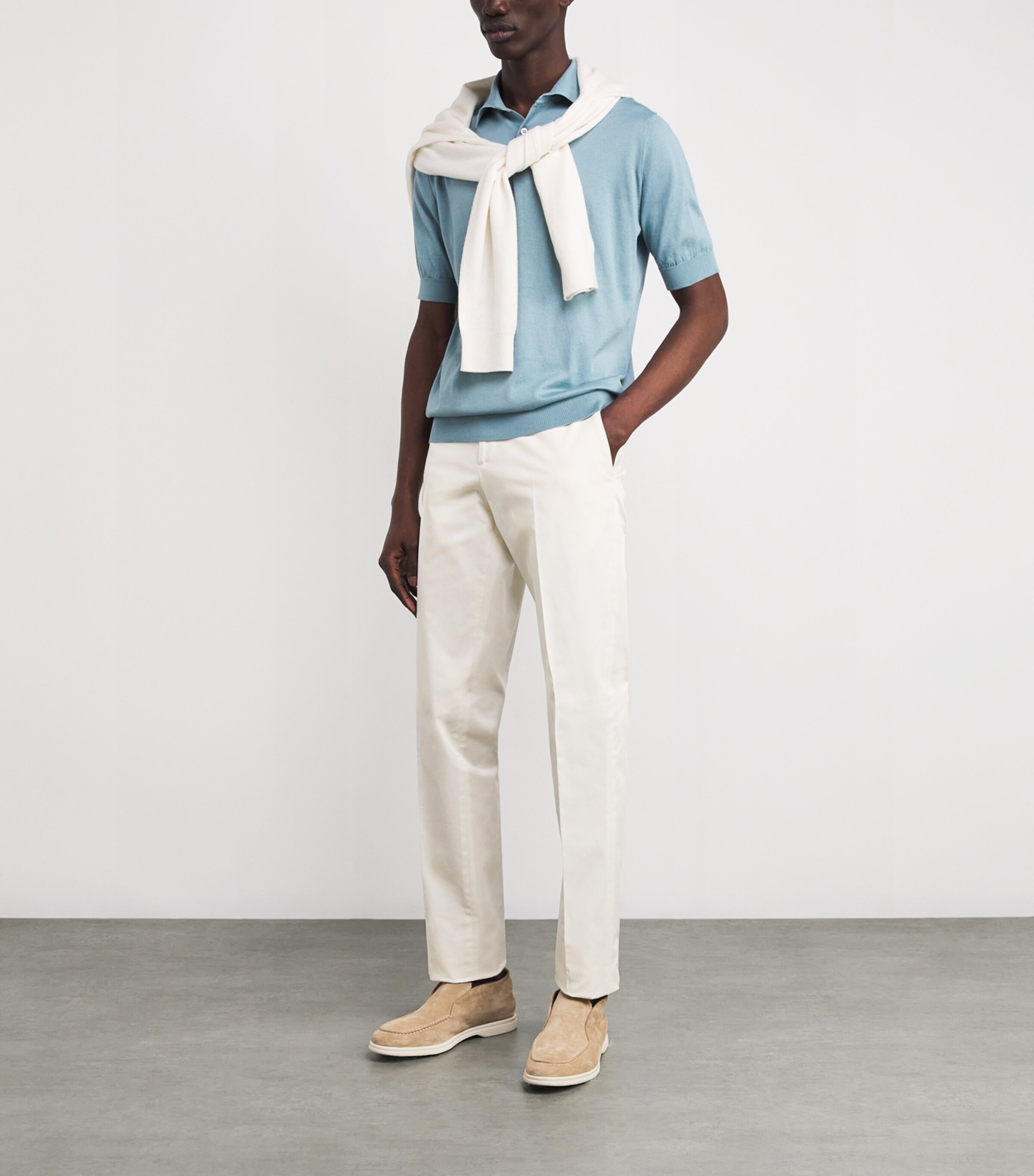 Wool Slim Fit Trousers 101 WHITE Image 2