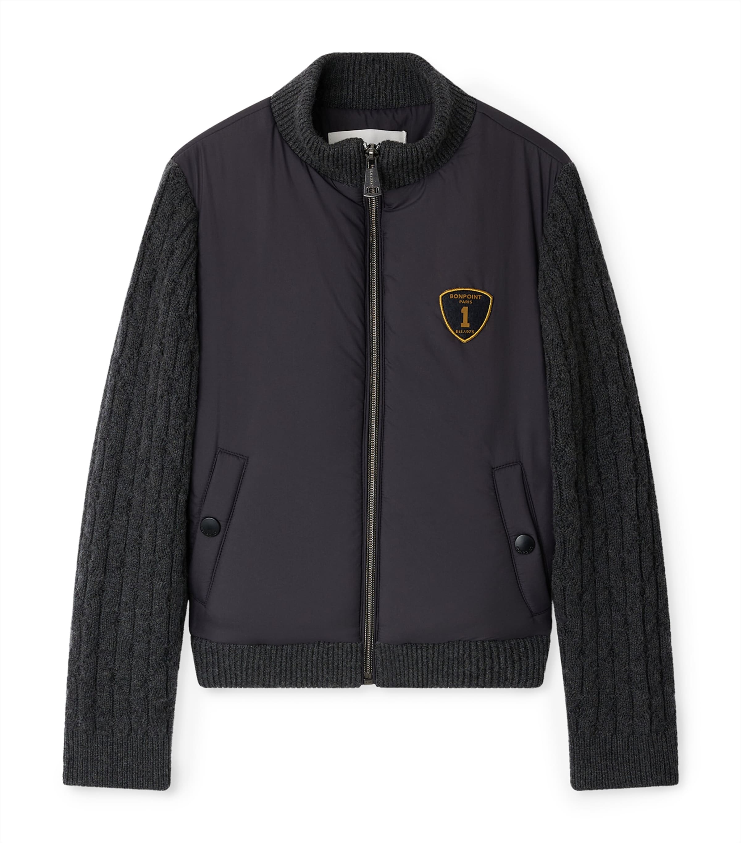 High-Neck Bomber Jacket (10-14 Years) FAUX NOIR Image 1