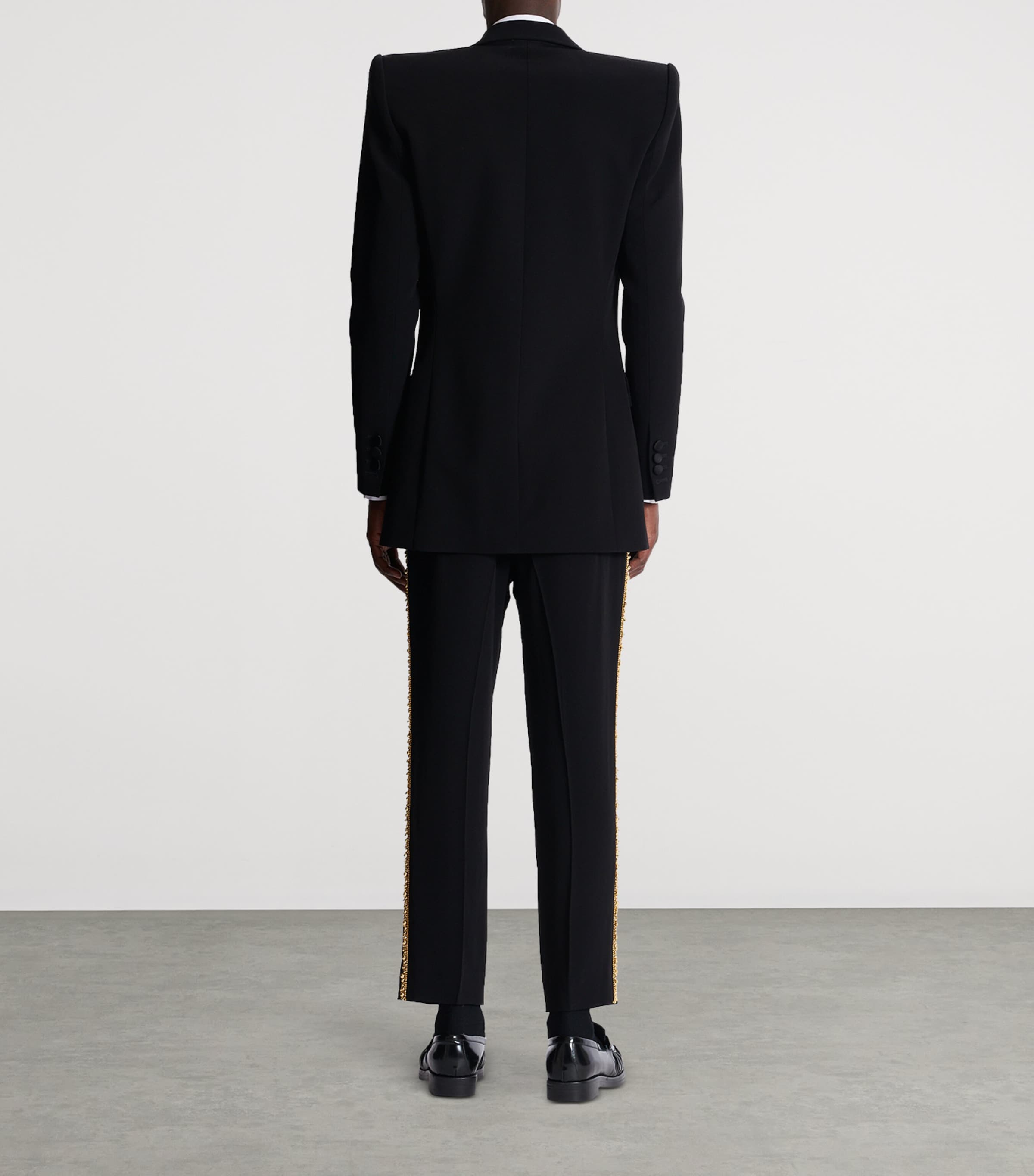 Balmain Mens Embroidered Tuxedo Jacket Ead Noir/or Image 6