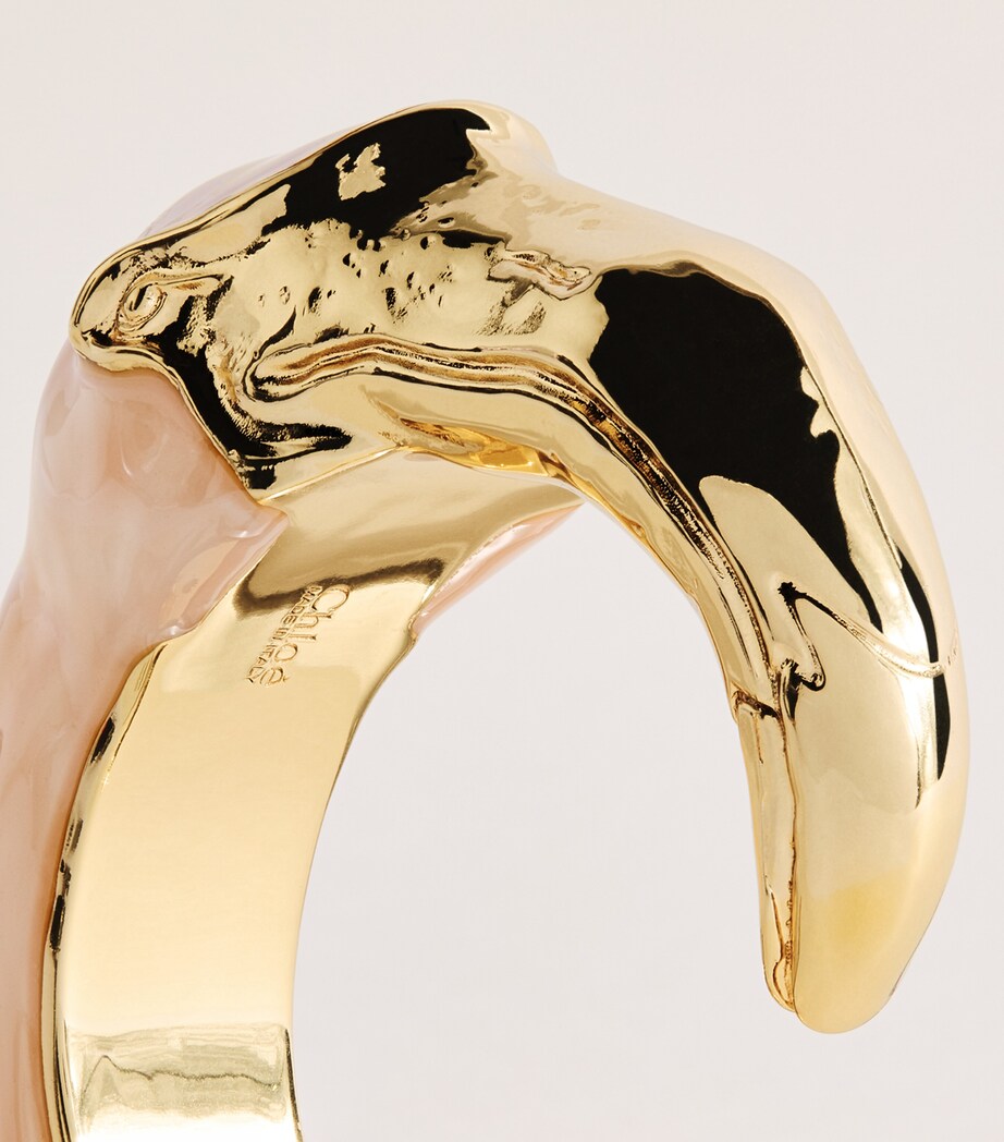 Chloé Tropicus Flamingo Cuff Bracelet Gold And Pink Image 3