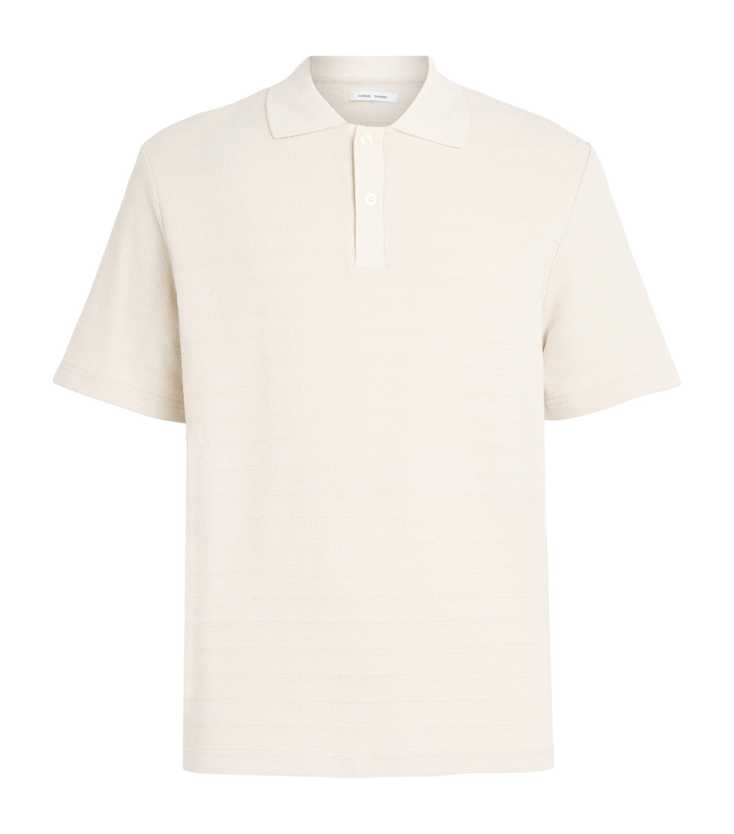 Samsøe Samsøe Mens Organic Cotton Rib-Kit Sajase Polo Shirt Silver Birch Image 1