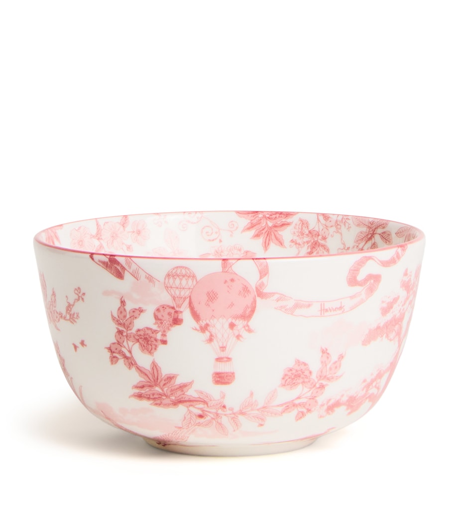 Harrods Fine Bone China Toile Bowl (11cm) Pink Image 1