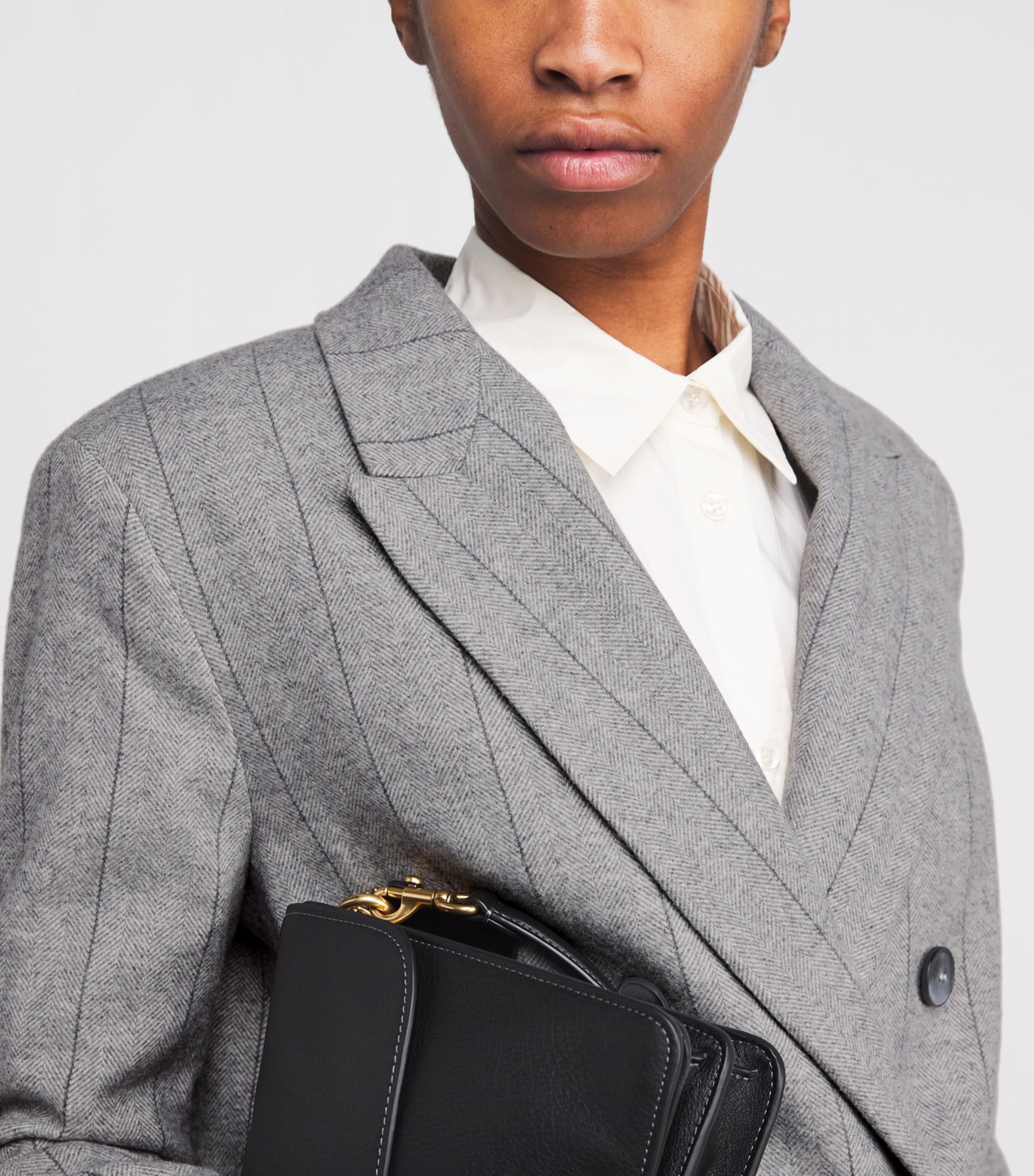 Wool-Blend Double-Breasted Blazer GREY Image 6