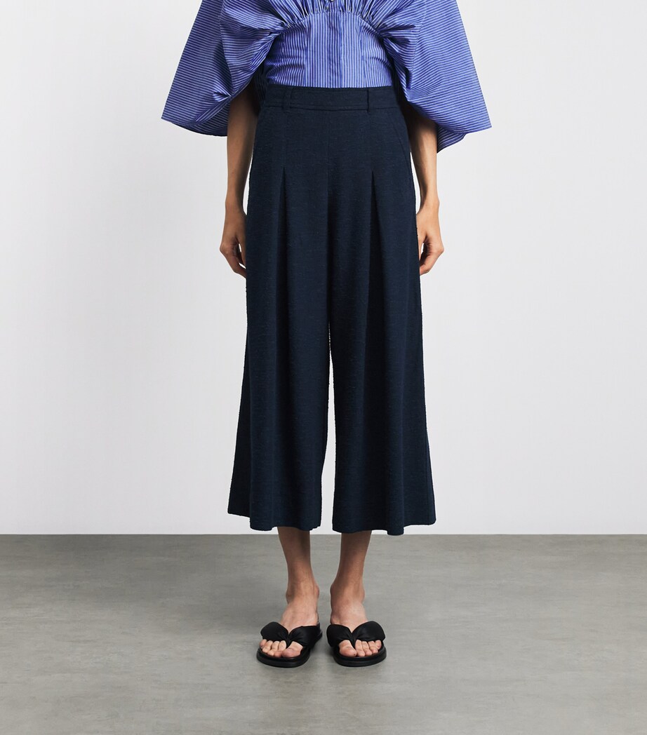 ME+EM Womens Very Wide Pleated Trousers Navy Image 4