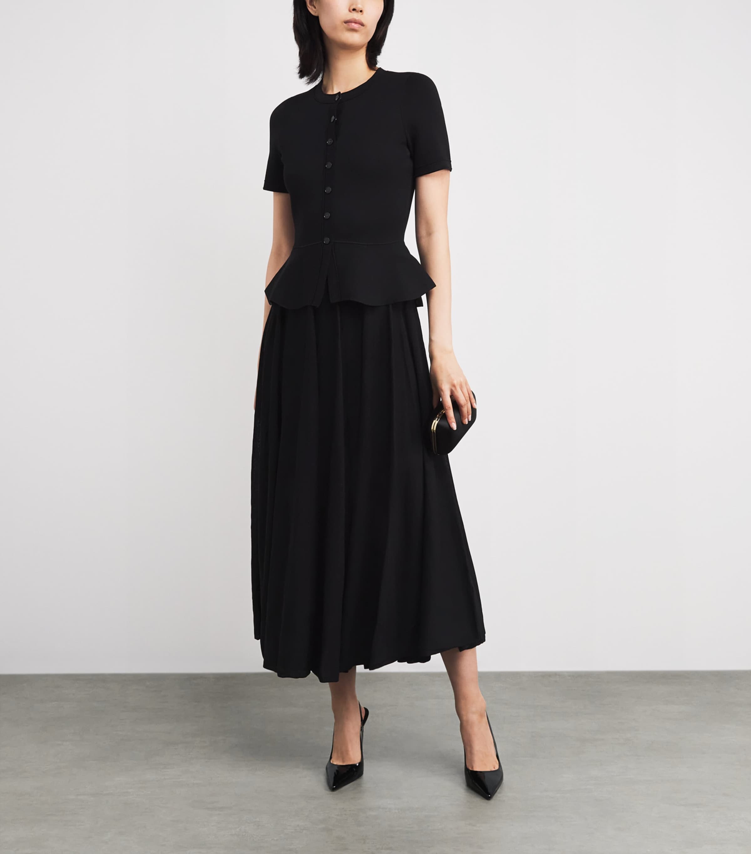 Knitted Peplum Maxi Dress BLACK Image 2
