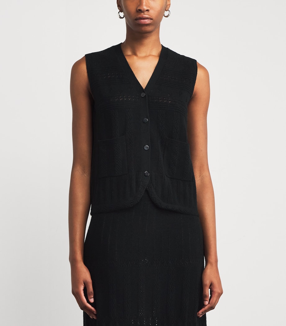 Wool-Cashmere Mixte Sweater Vest 1001 NOIR Image 3