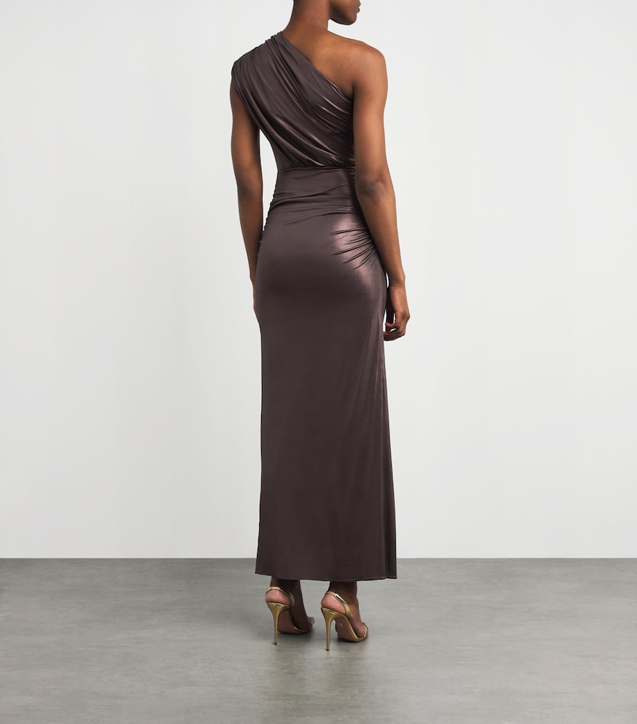 One-Shoulder Ruched Maxi Dress 906 MOCHA Image 3