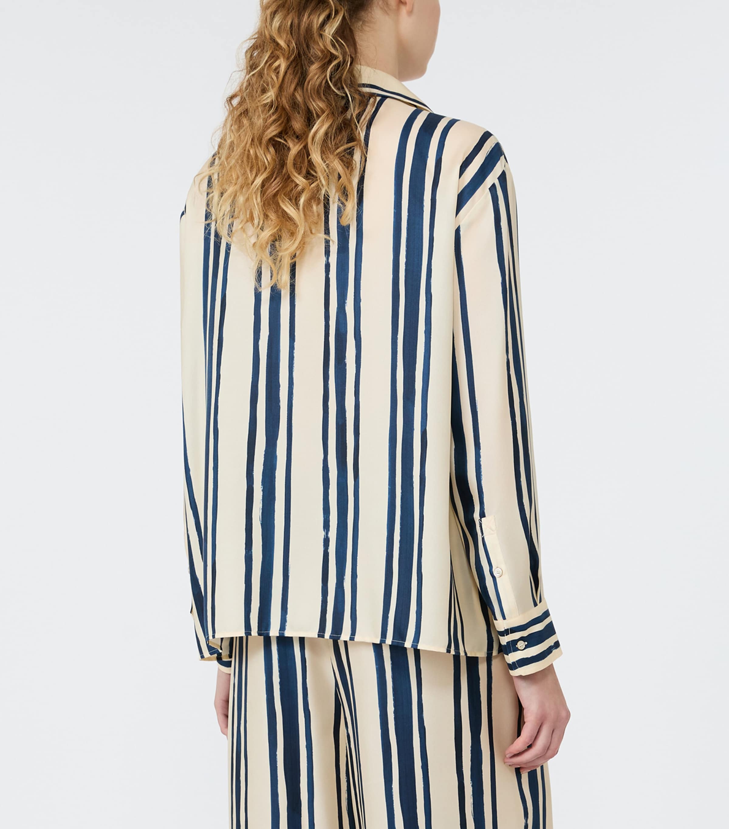 Weekend Max Mara Womens Silk Stripe Shirt Navy Image 4