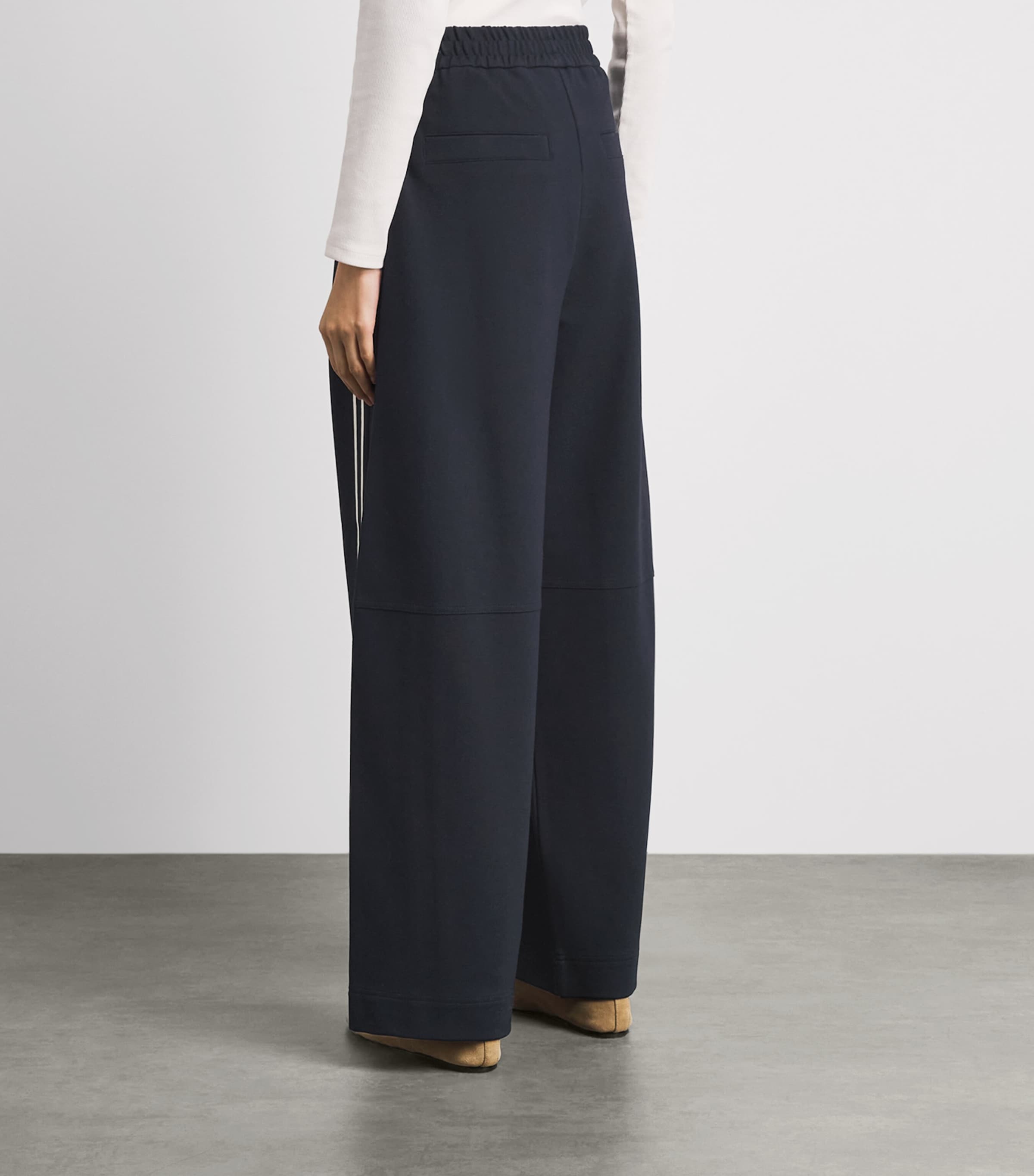 ME+EM Womens Jersey Stripe Sweatpants Navy/cream Image 5