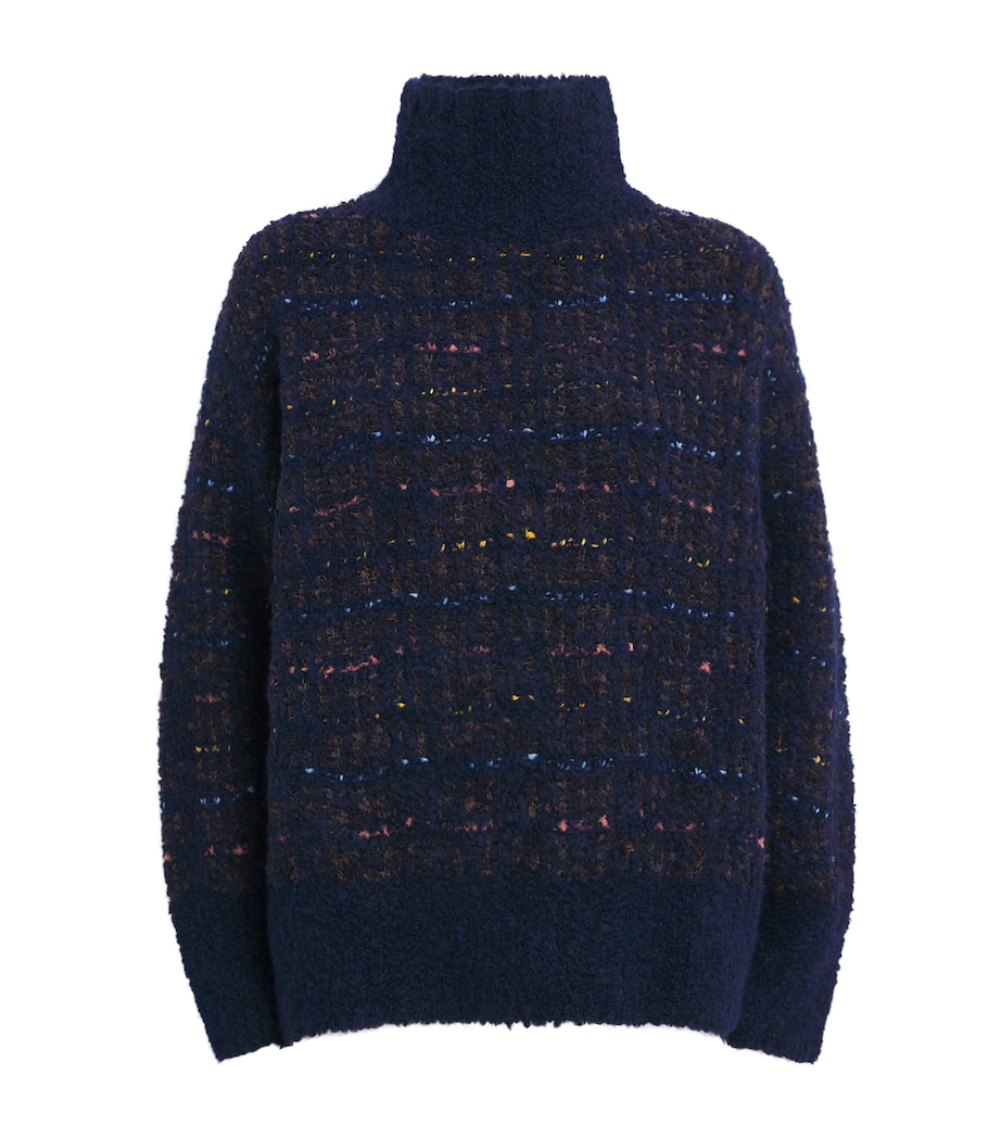 Alpaca-Wool Funnel-Neck Sweater 0002410 NAVY MULTI Image 1