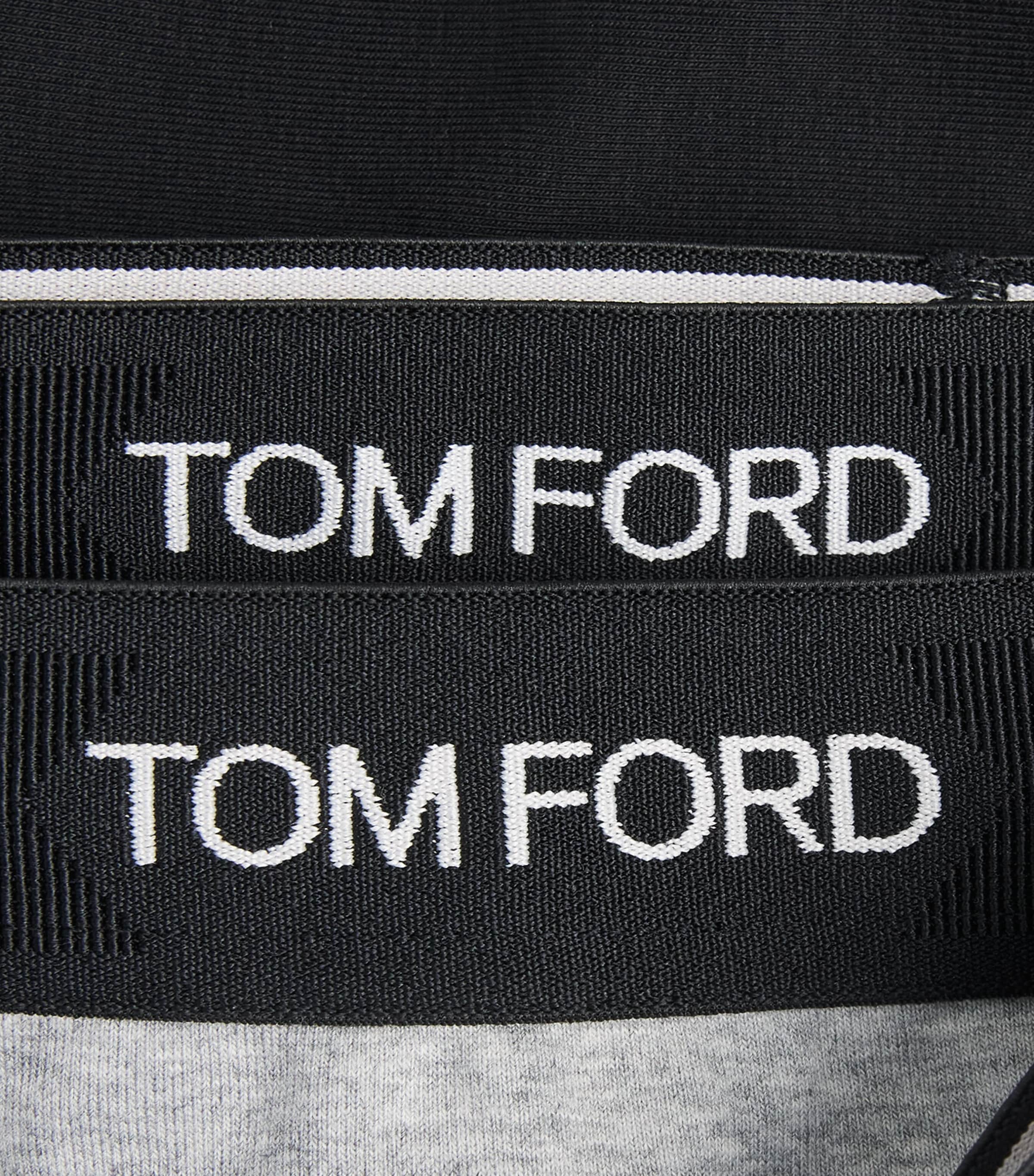 TOM FORD Mens Stretch-Cotton Logo Briefs (Pack of 2) Black/grey Image 4