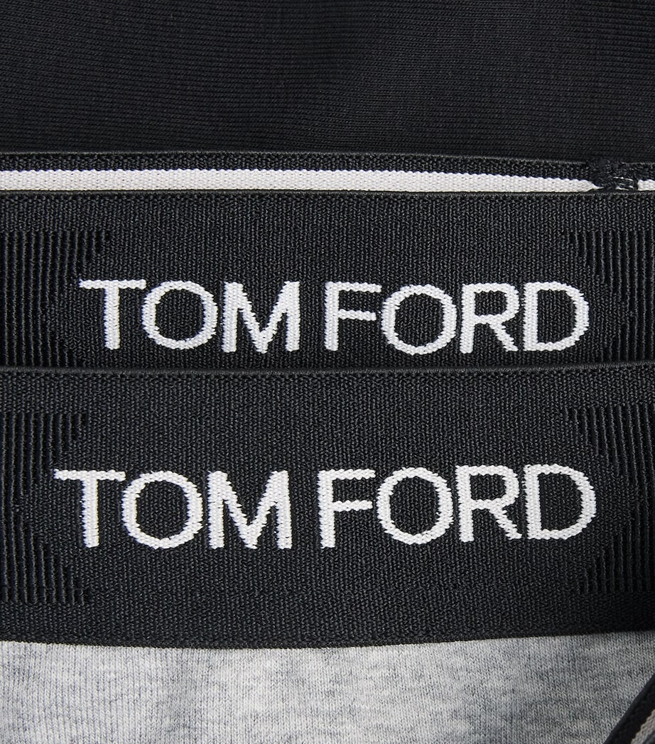 TOM FORD Mens Stretch-Cotton Logo Briefs (Pack of 2) Black/grey Image 4