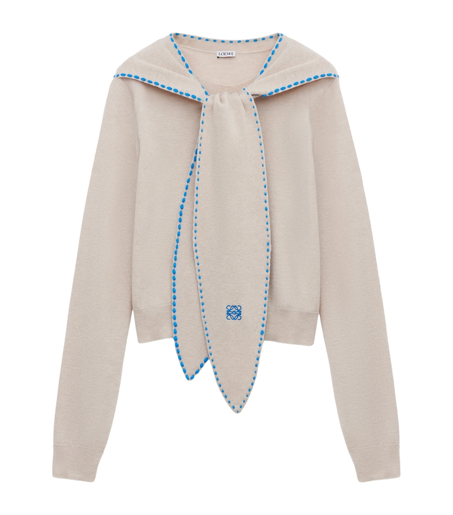 Wool-Blend Scarf Sweater BEIGE/BLUE Image 1