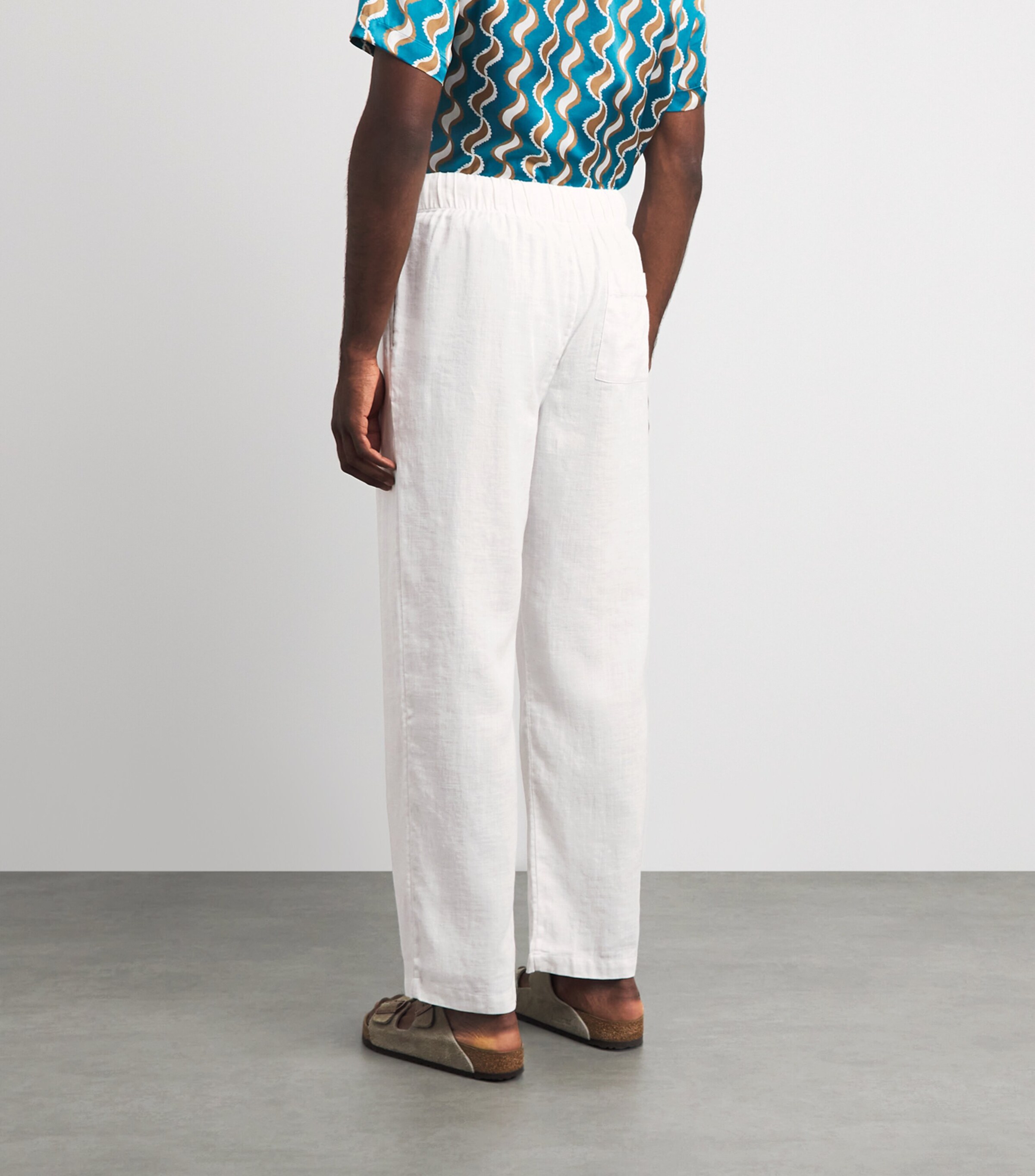 Frescobol Carioca Mens Cotton-Linen Luan Chinos White Image 5