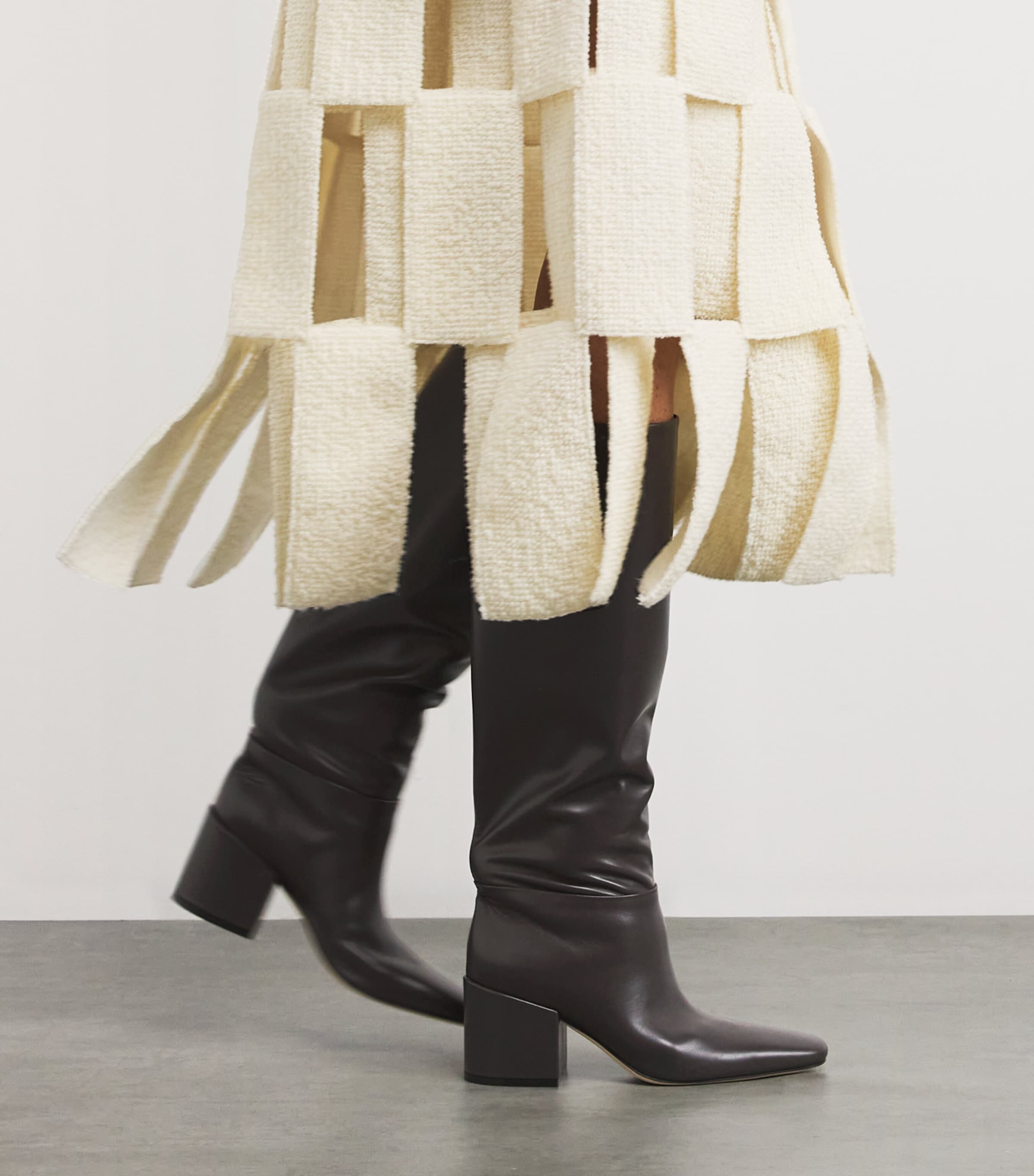 Leather Alma Knee High Boots 70 DARK BROWN Image 2