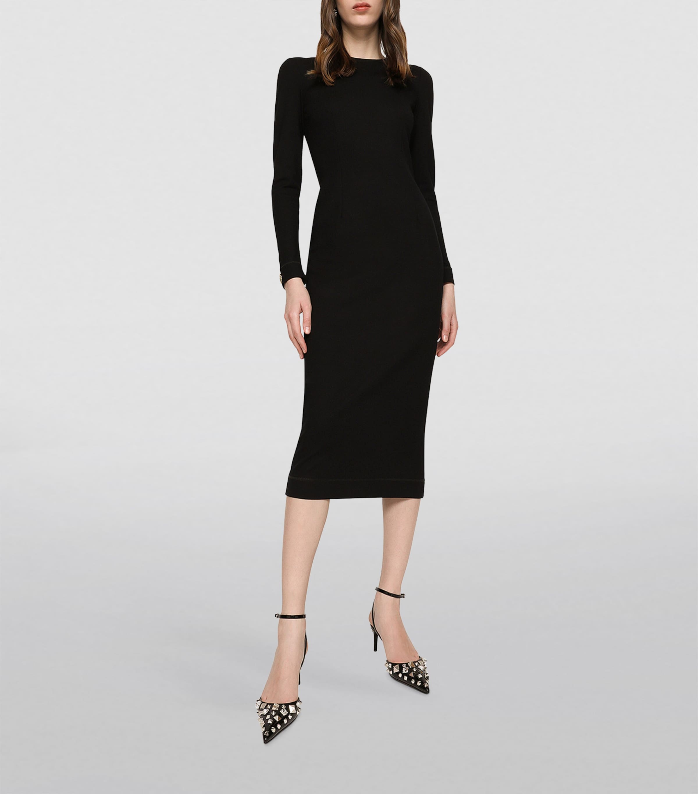 Bodycon Midi Dress N0000-BLACK Image 2