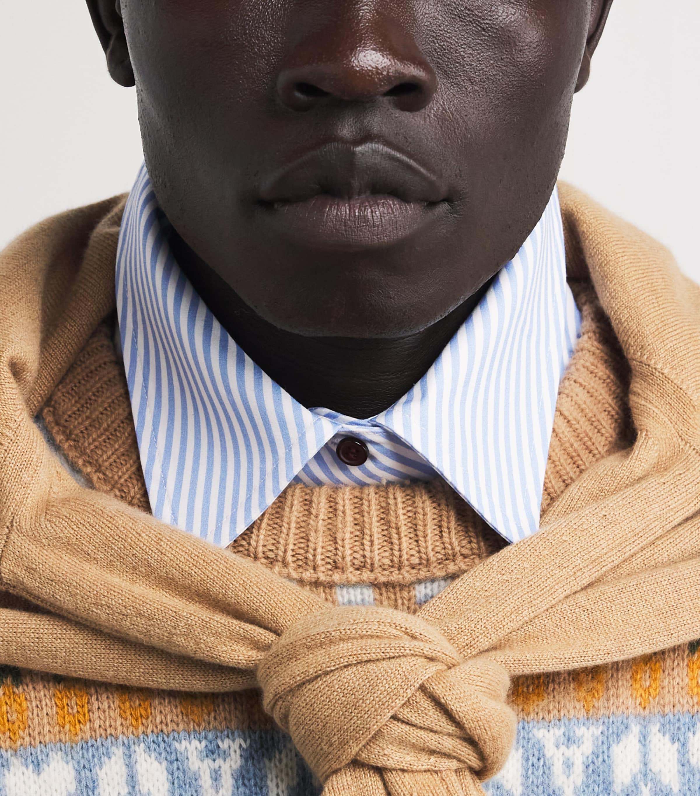 Wool Ami de Coeur Sweater 2809 - CAMEL/CIEL Image 7