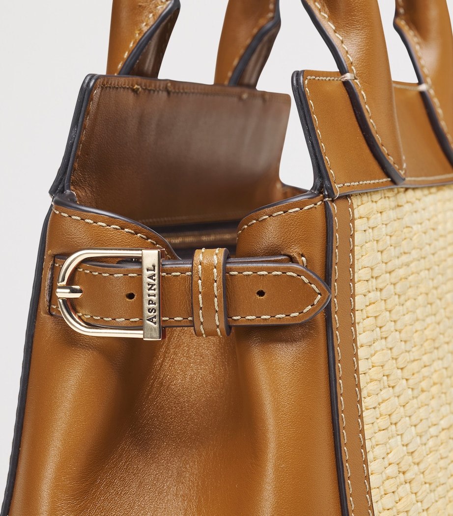 Aspinal Of London Mini Raffia-Leather Savannah Top-Handle Bag Neutral Image 4