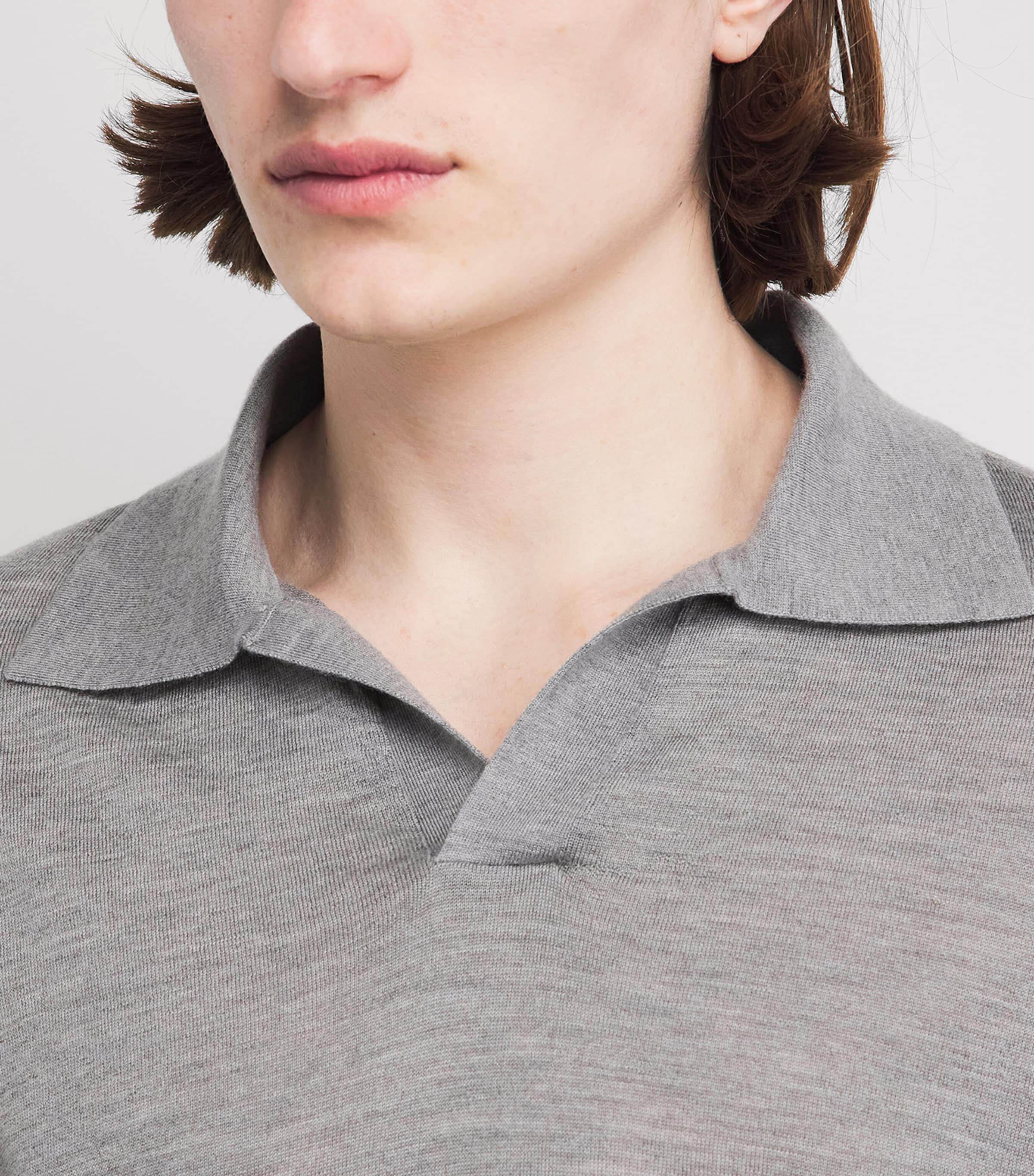 FRAME Mens Wool-Cashmere Superfine Polo Shirt Ltgm Image 3
