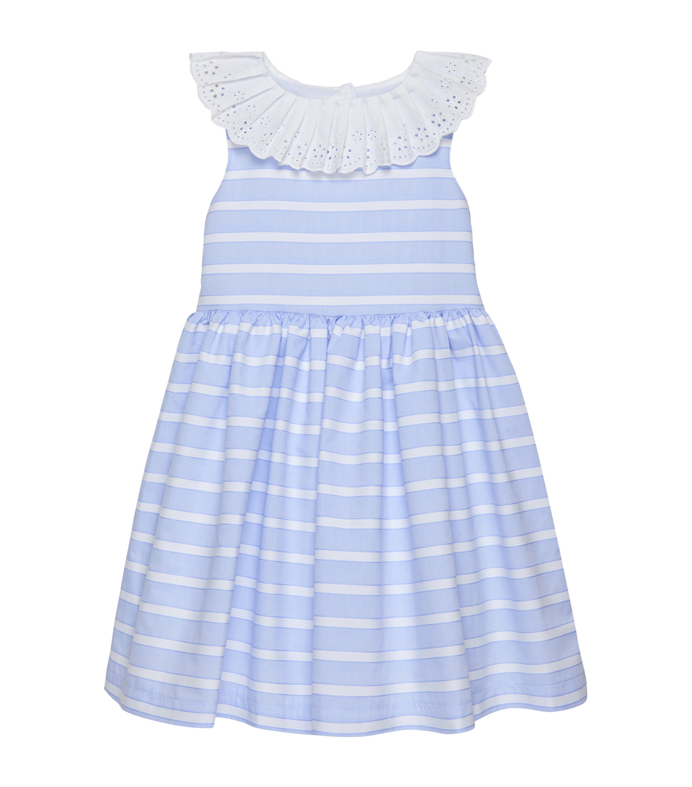 Shop Trotters Striped Broderie-collar Dress In Blue