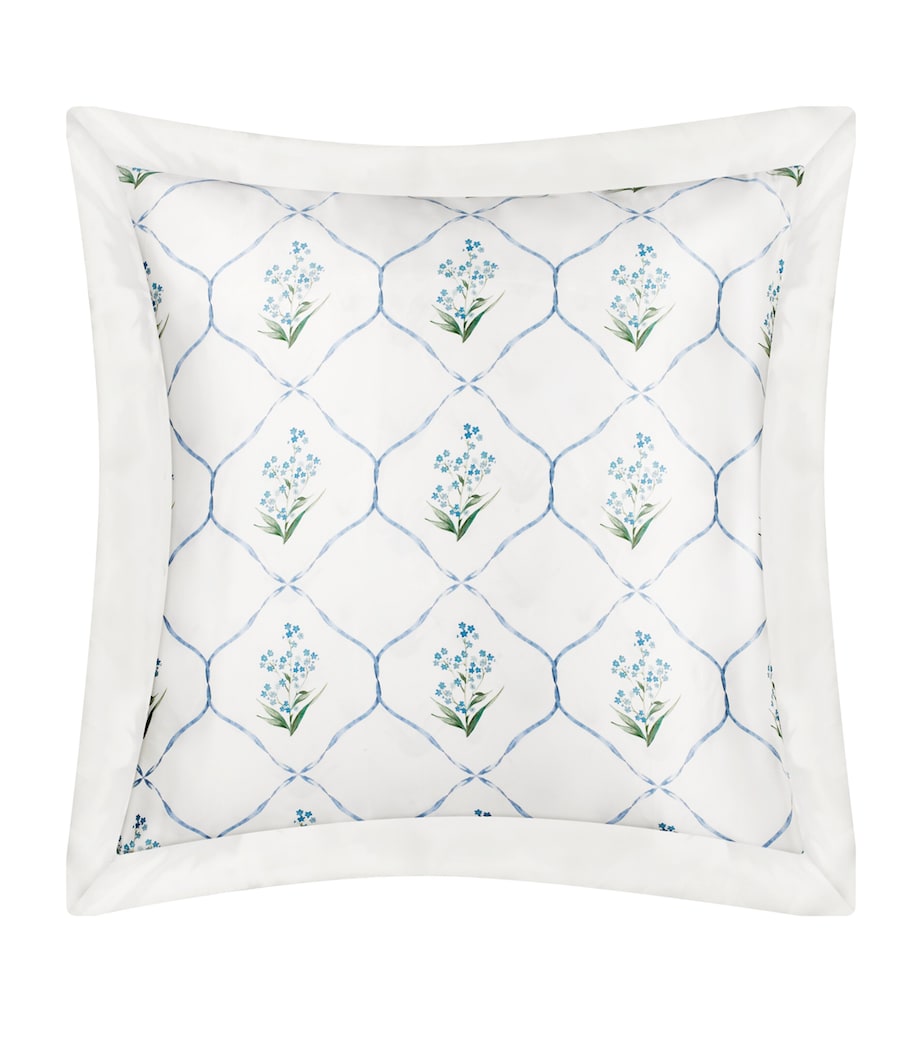 x Memo Press Silk Forget Me Not Pillowcase (65cm x 65cm) BLUE/IVORY Image 1