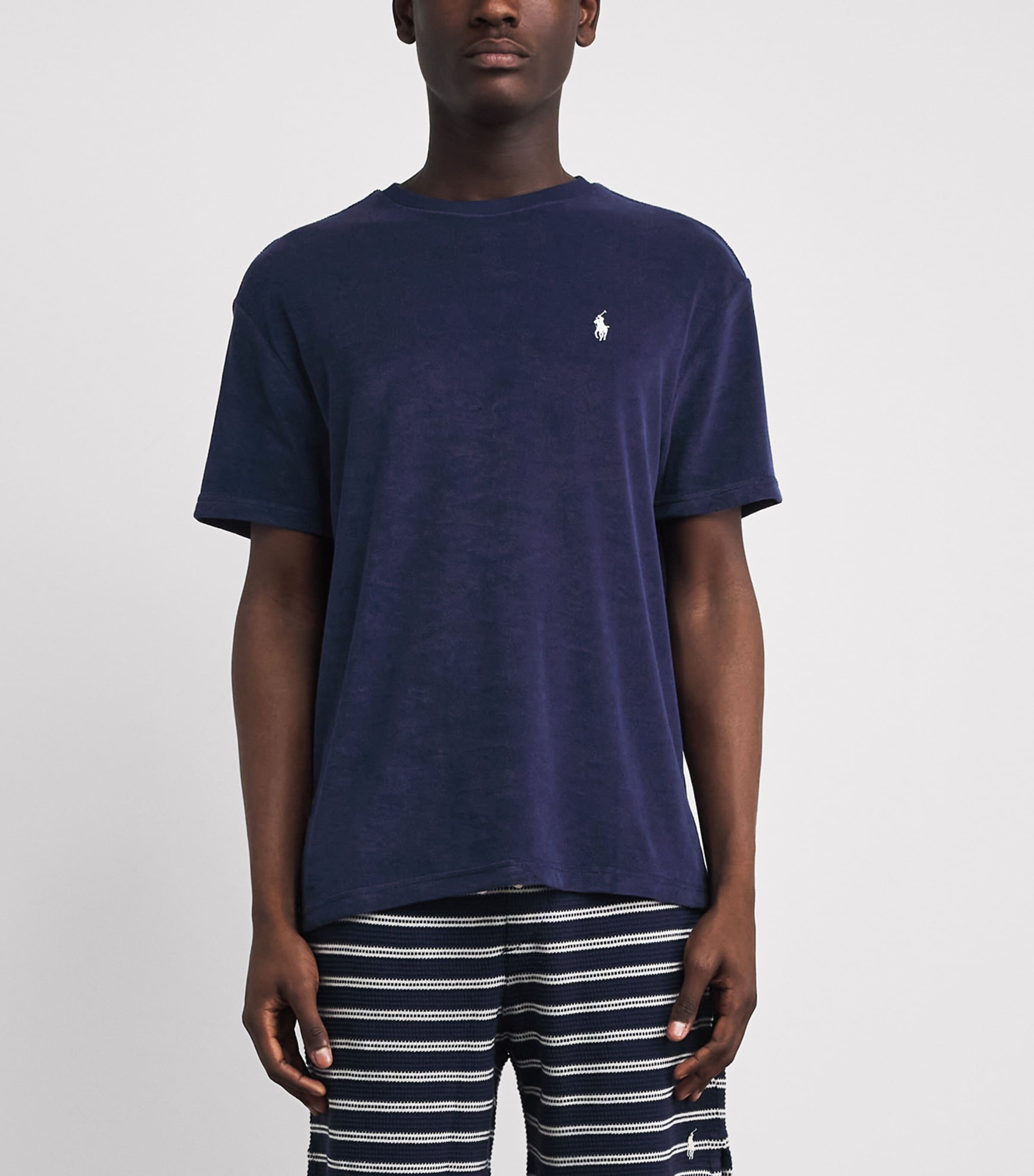 Polo Ralph Lauren Mens Cotton-Blend Terry Cloth T-Shirt Newport Navy Image 4