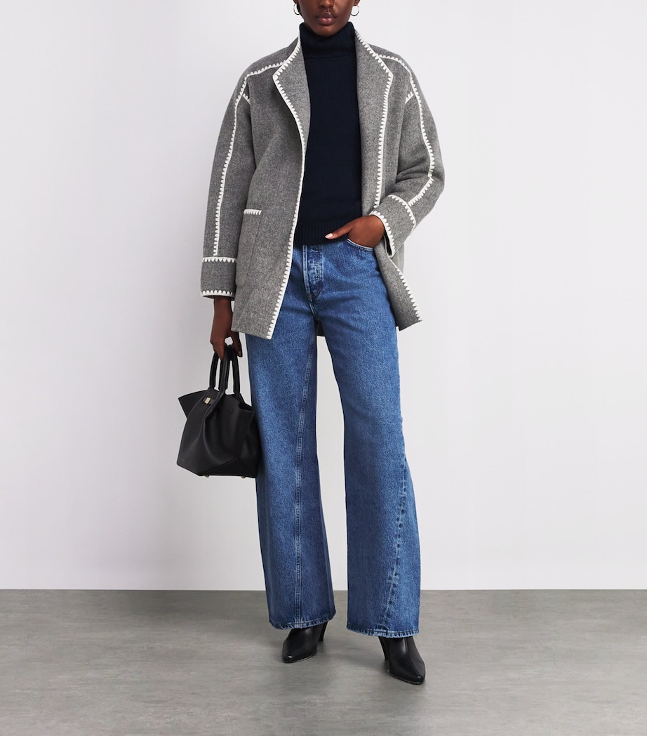 Wool-Blend Wrap Coat GREY/WHITE Image 2