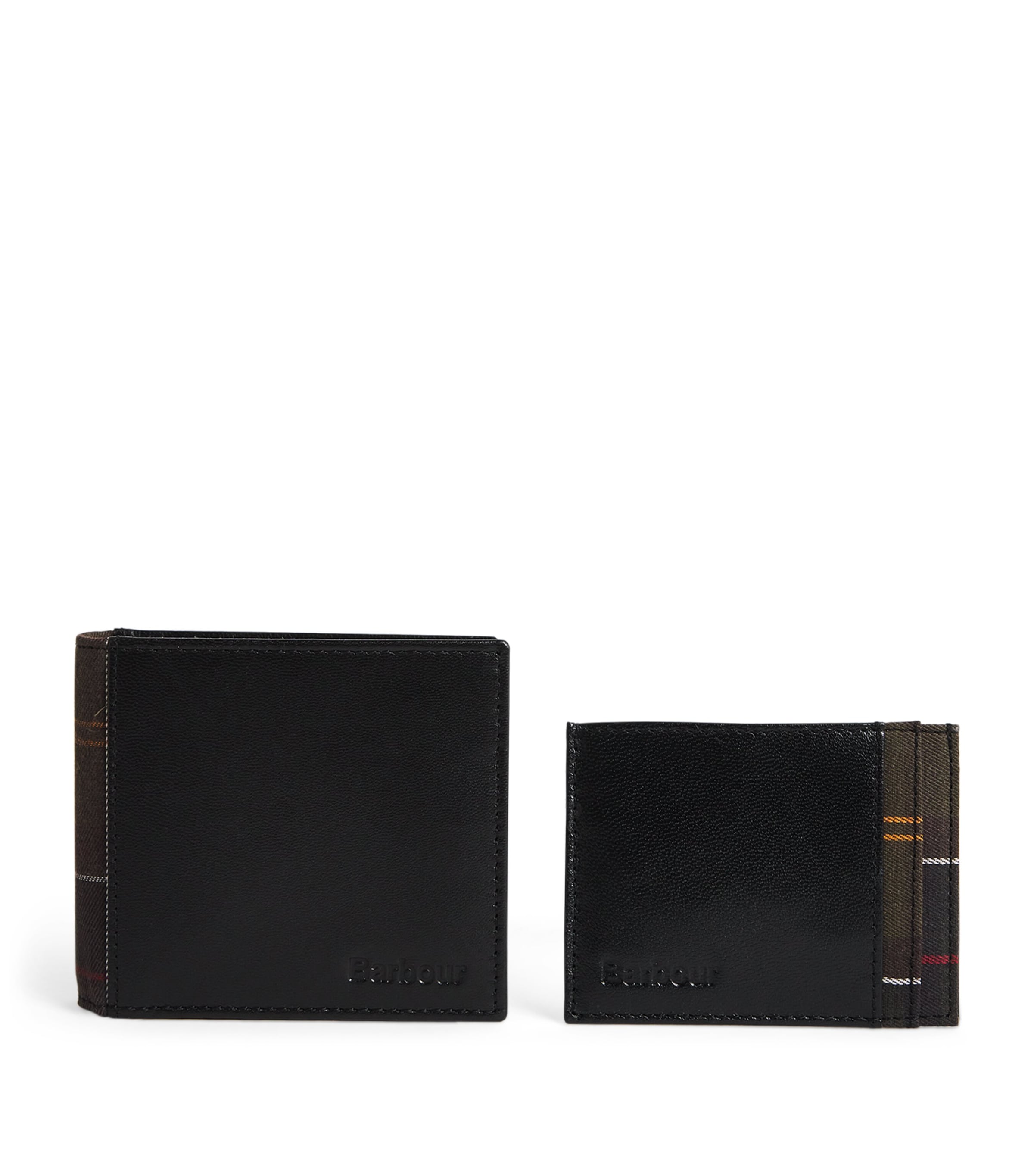 Barbour Leather Embossed Wallet Gift Set In Brown