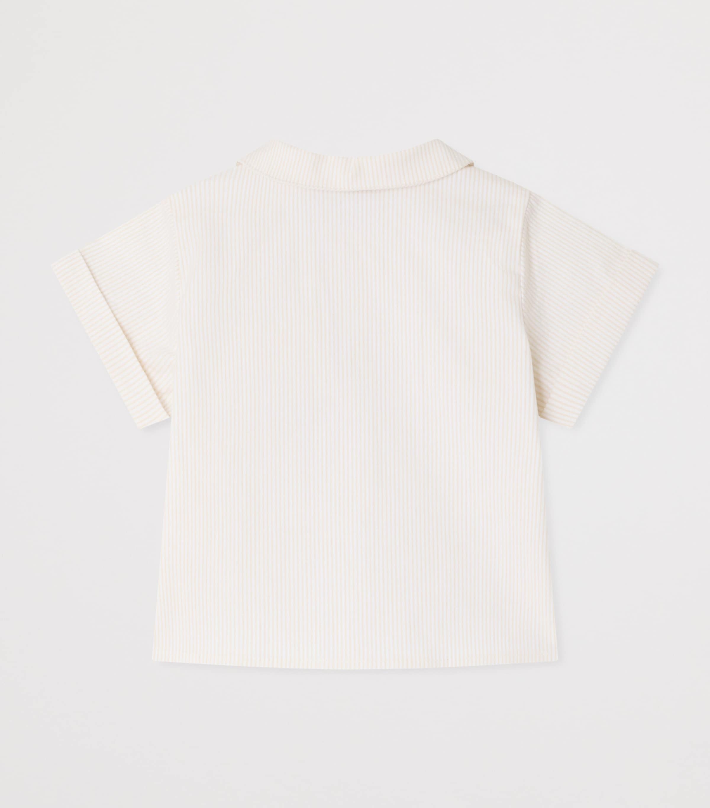 Bonpoint Cotton Stripe Shirt (6-18 Months) Ficelle Image 2