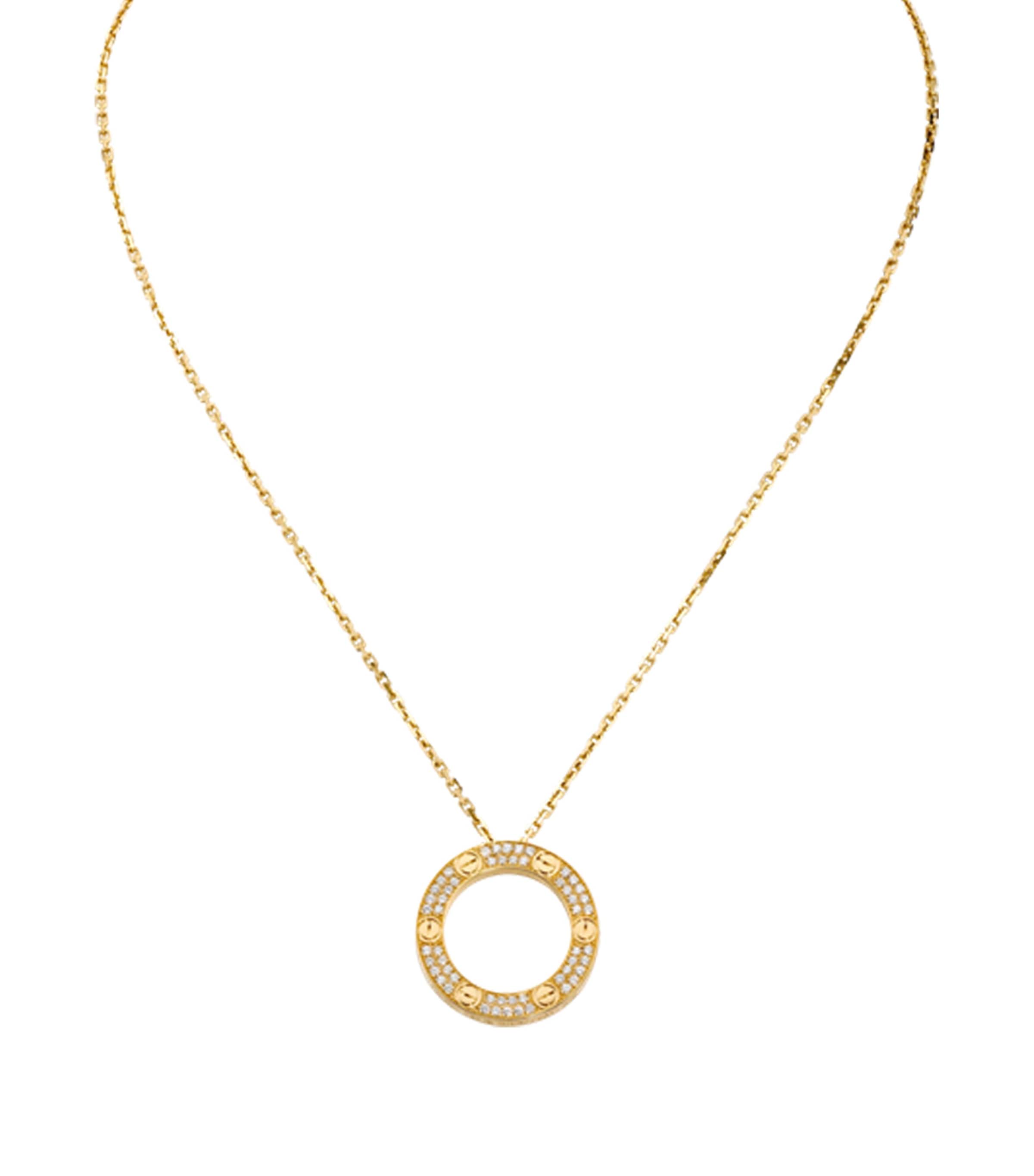 Yellow Gold and Diamond LOVE Necklace YELLOW GOLD Image 8
