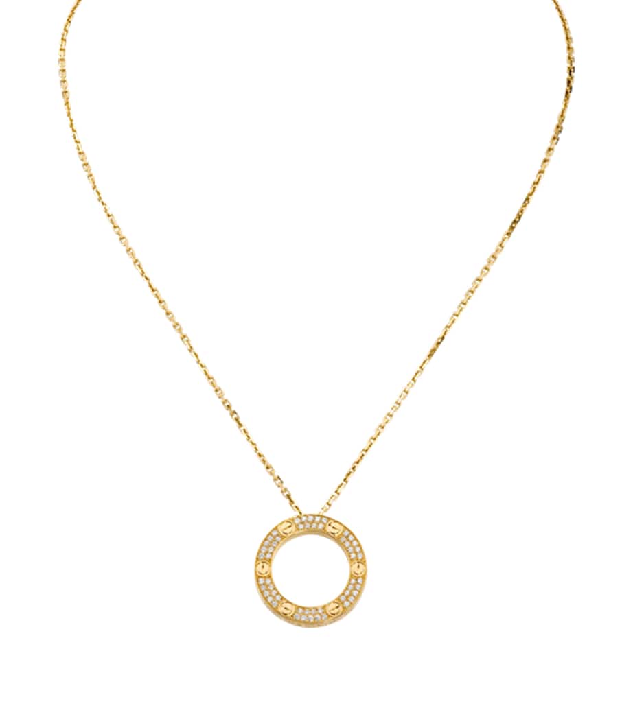 Yellow Gold and Diamond LOVE Necklace YELLOW GOLD Image 8