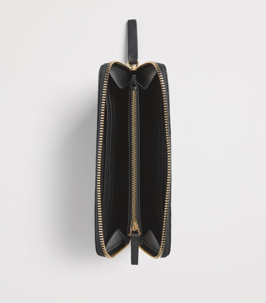 Officine Creative Woven Leather Ziparound Wallet Nero Image 3