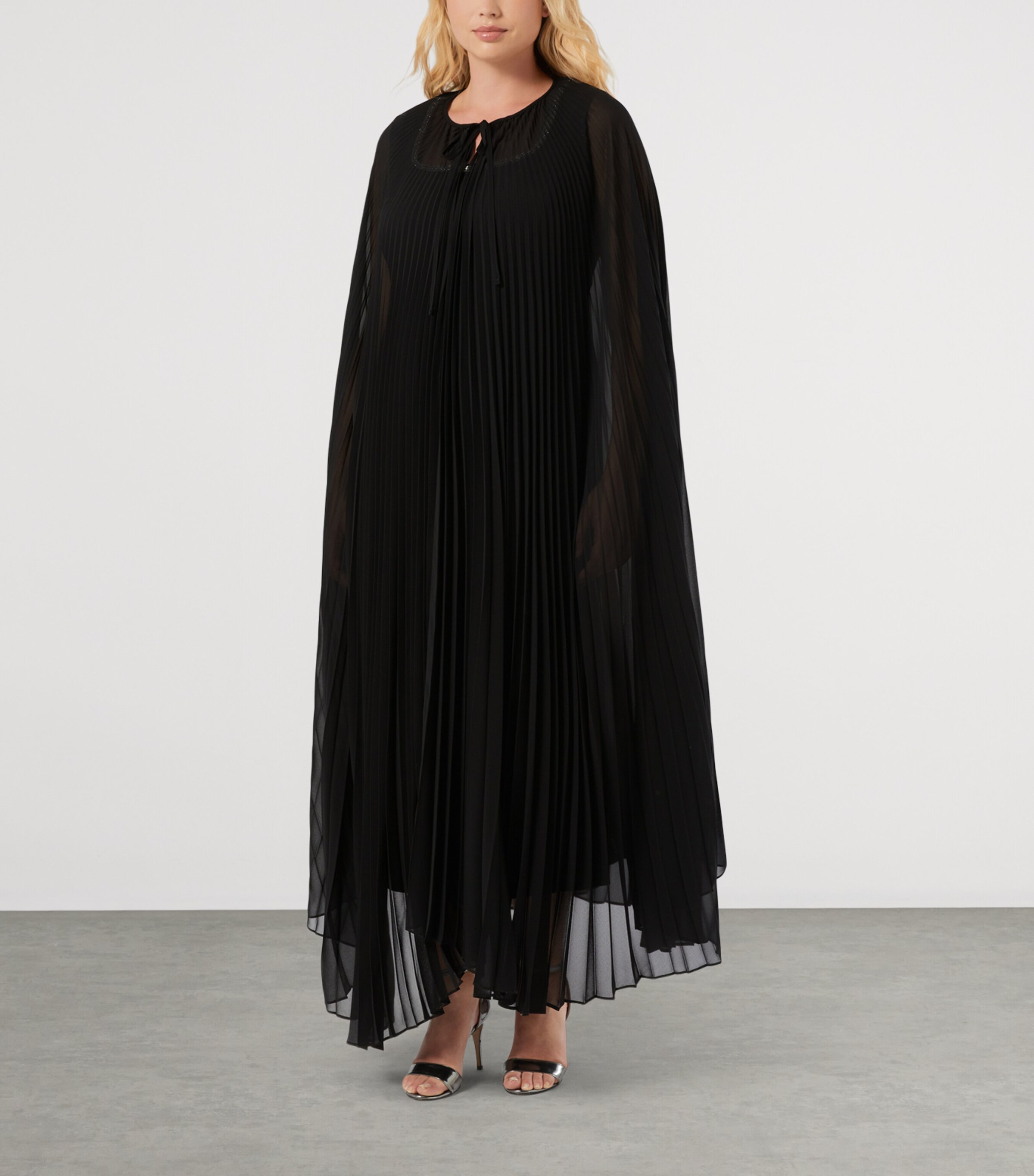Marina Rinaldi Womens Georgette Plissé Cape Black Image 2