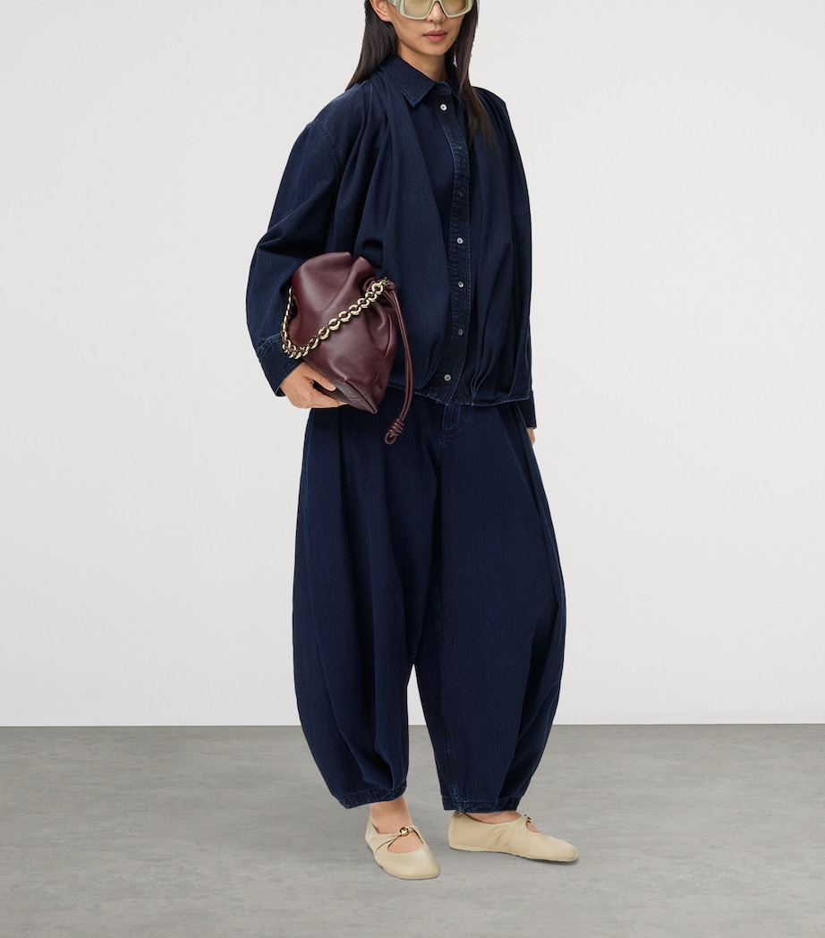 Draped Barrel-Leg Jeans DARK INDIGO Image 2