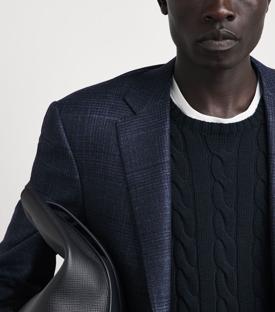 Canali Mens Wool-Cashmere-Silk Blazer Navy Image 3