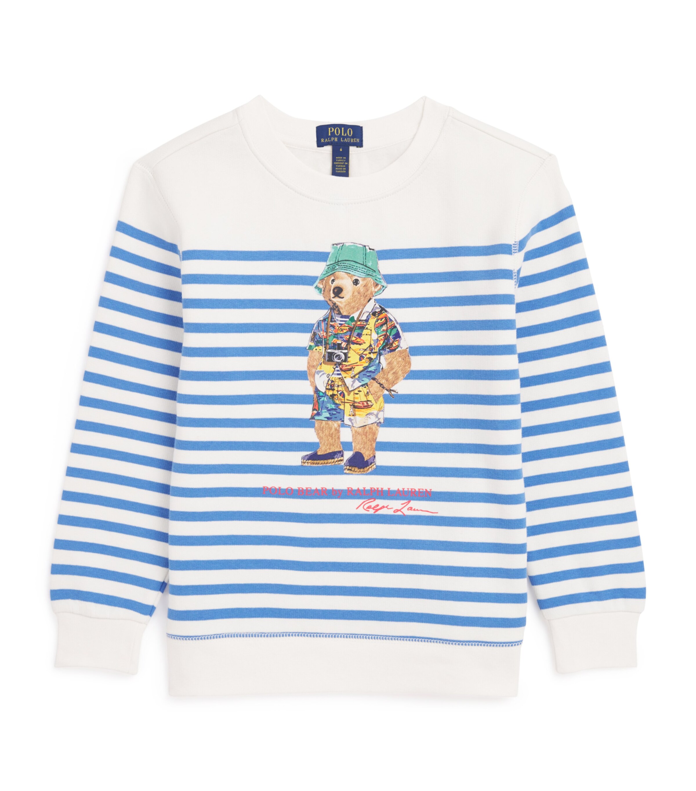 Ralph Lauren Kids Cotton-Blend Stripe Polo Bear Sweatshirt (2-7 Years) Image 1