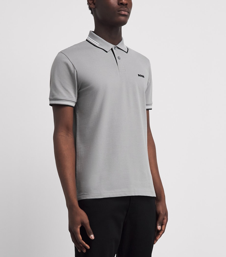 BOSS Mens Stretch-Cotton Logo Polo Shirt Open Image 4