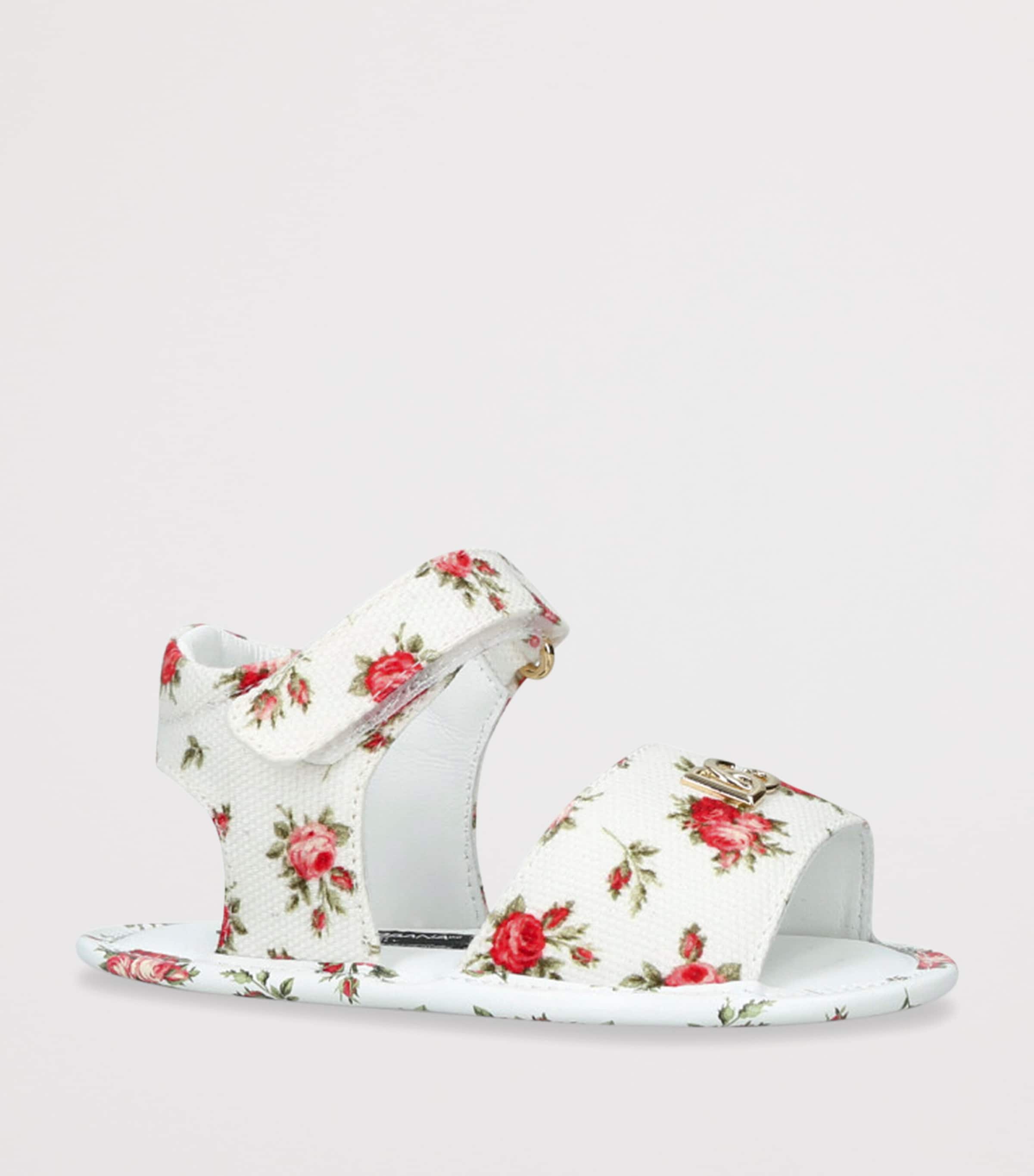 Dolce&Gabbana Kids Leather Rose Sandals White/comb Image 3