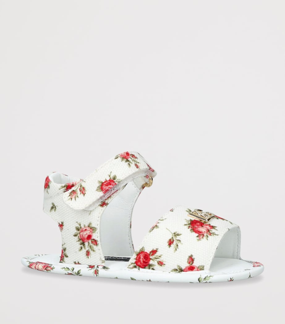 Dolce&Gabbana Kids Leather Rose Sandals White/comb Image 3
