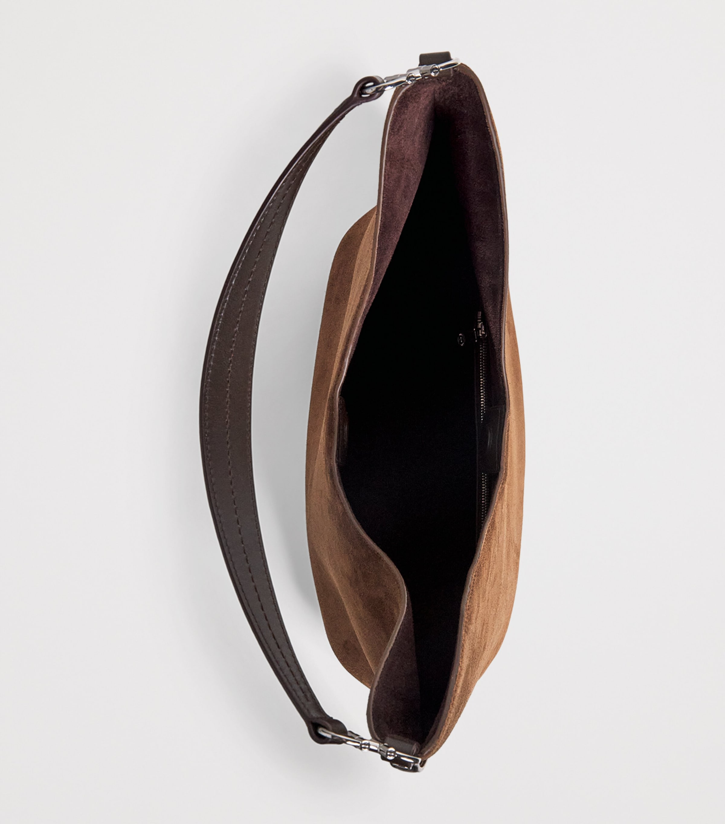 Harrods Medium Suede Penny Shoulder Bag Brown Image 5