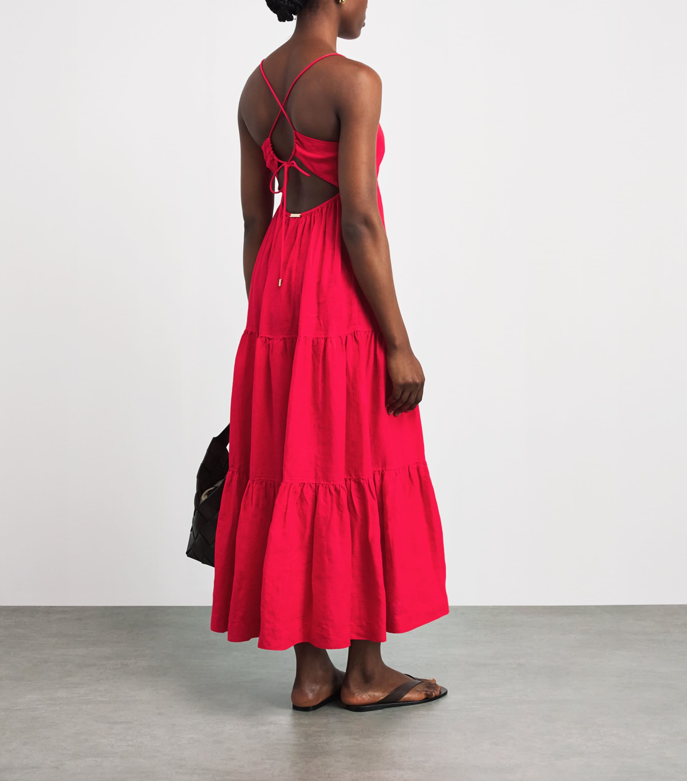 Heidi Klein Womens Linen Amalfi Maxi Dress Red Red Image 4