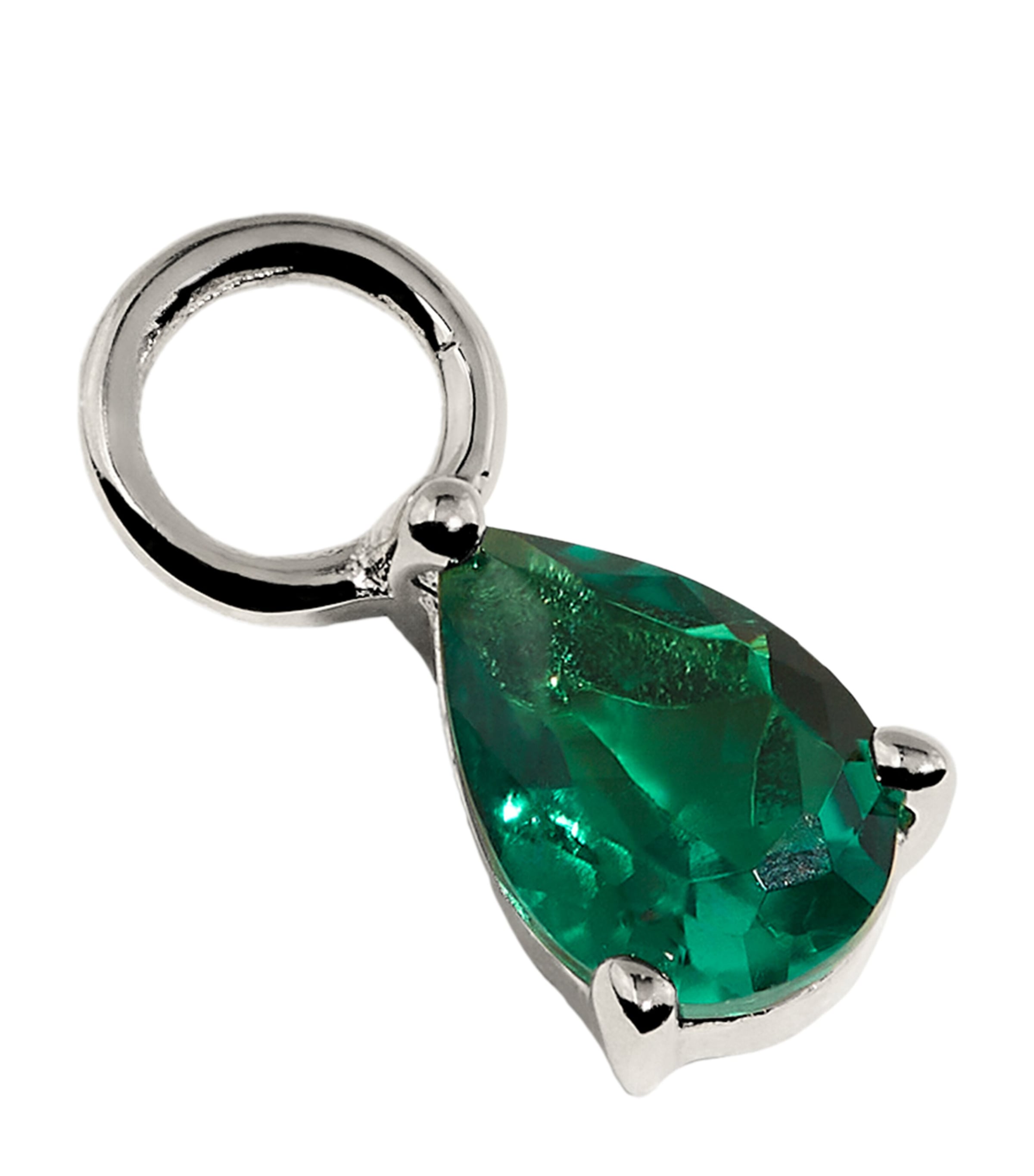 Astrid & Miyu White Gold and Emerald May Birthstone Earring Charm White Gold Image 1