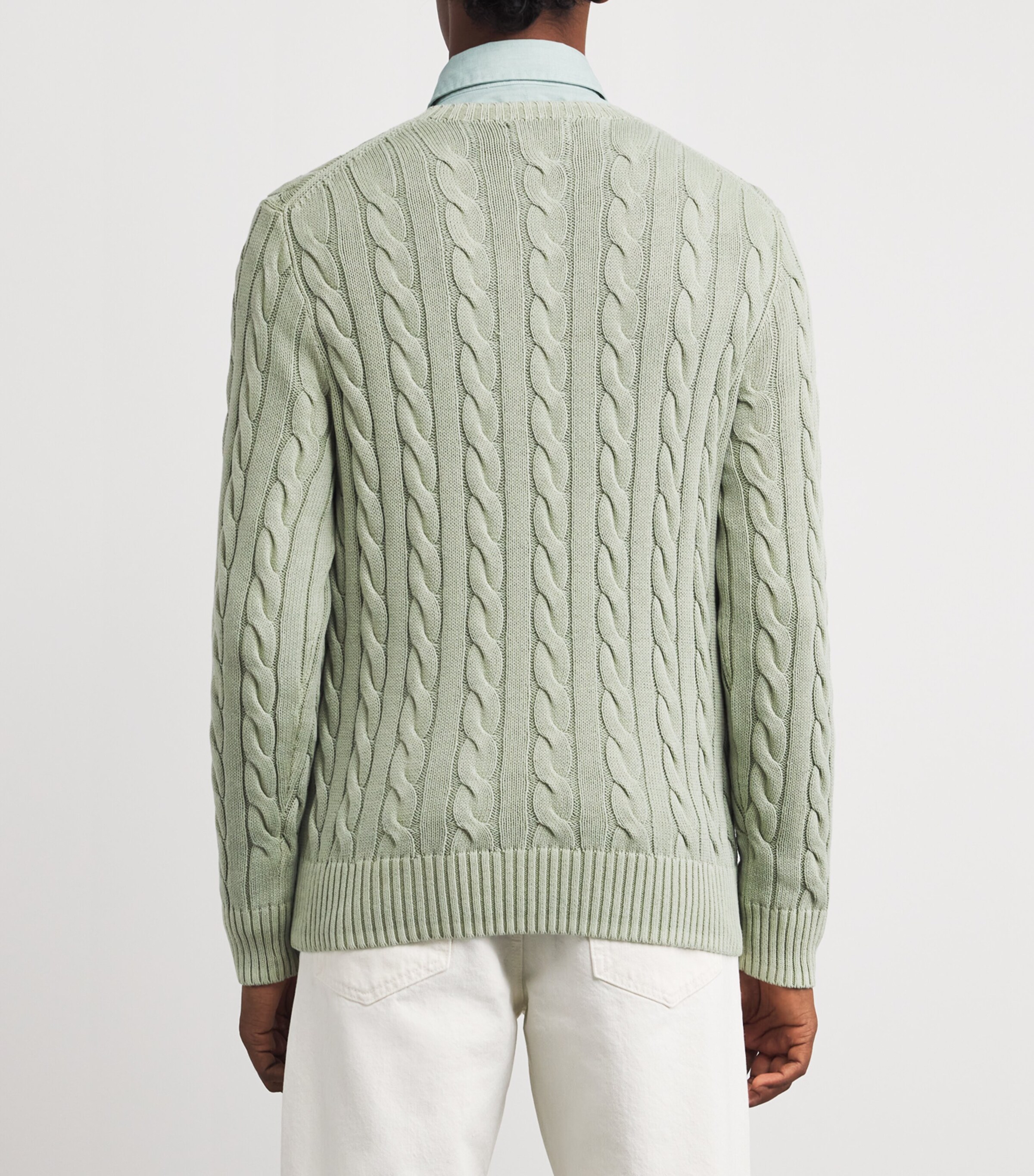 Polo Ralph Lauren Mens Cotton Cable-Knit Sweater Green Image 4