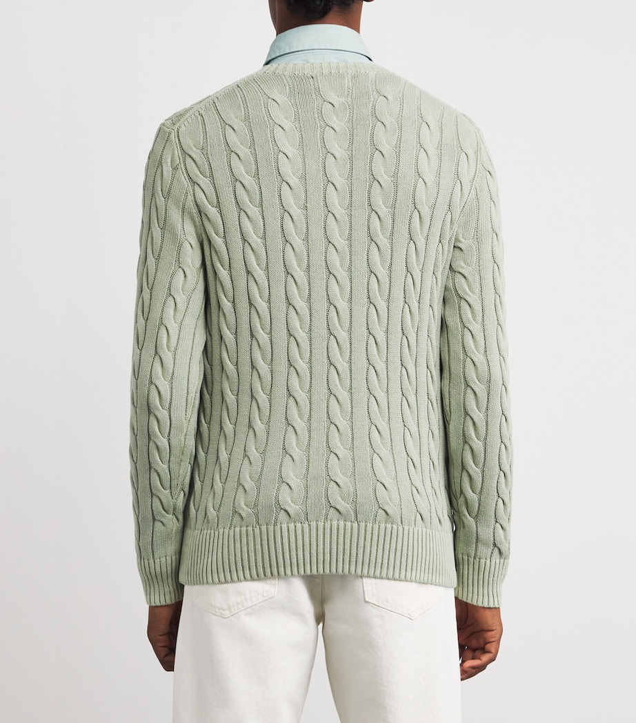 Cotton Cable-Knit Sweater GREEN Image 4