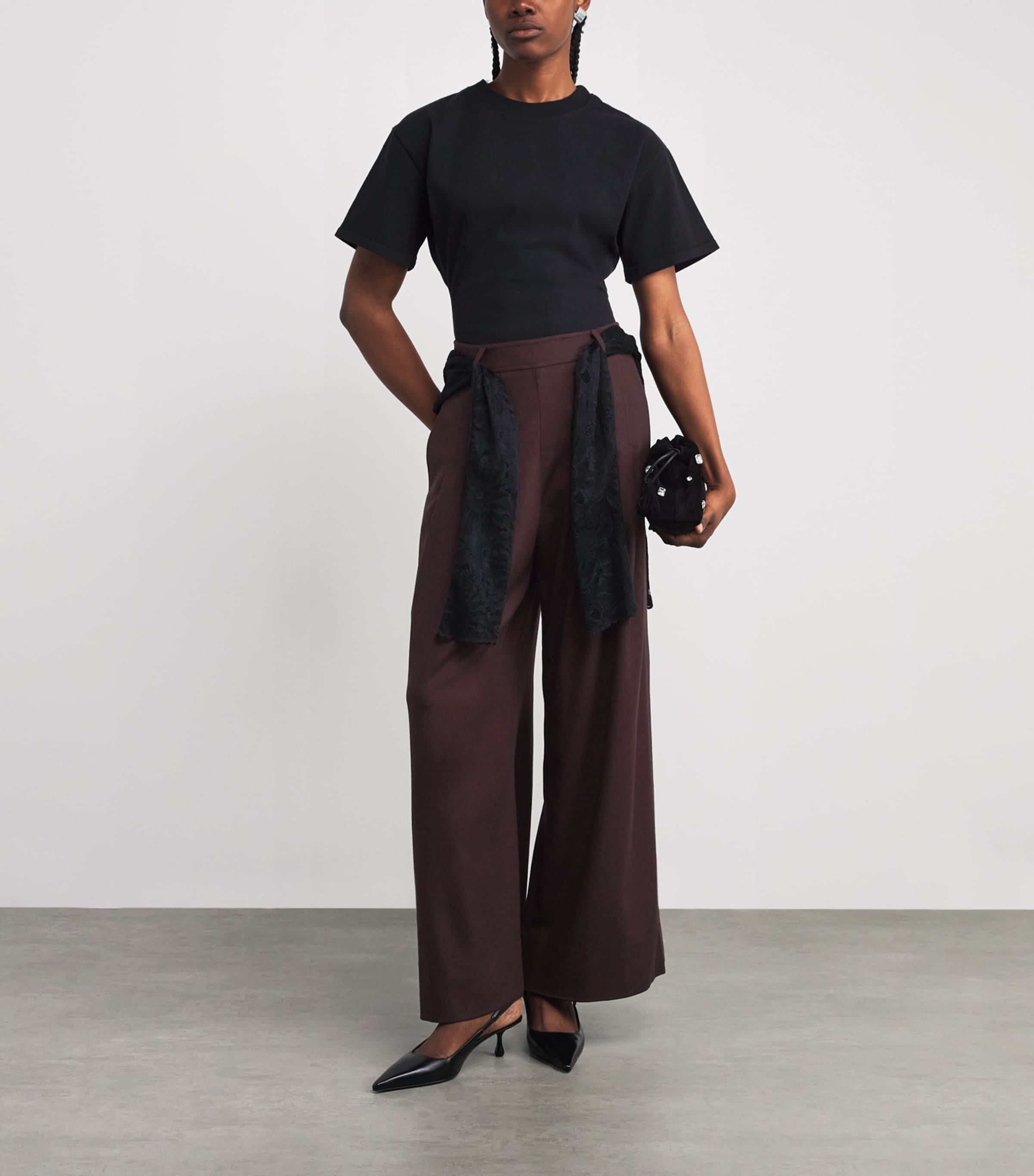 Pleated Wide-Leg Trousers BORDEAUX RED Image 2