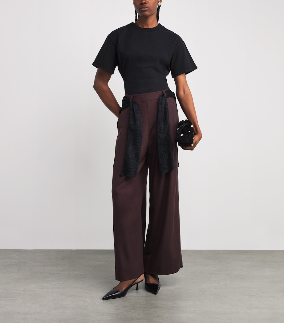 Pleated Wide-Leg Trousers BORDEAUX RED Image 2