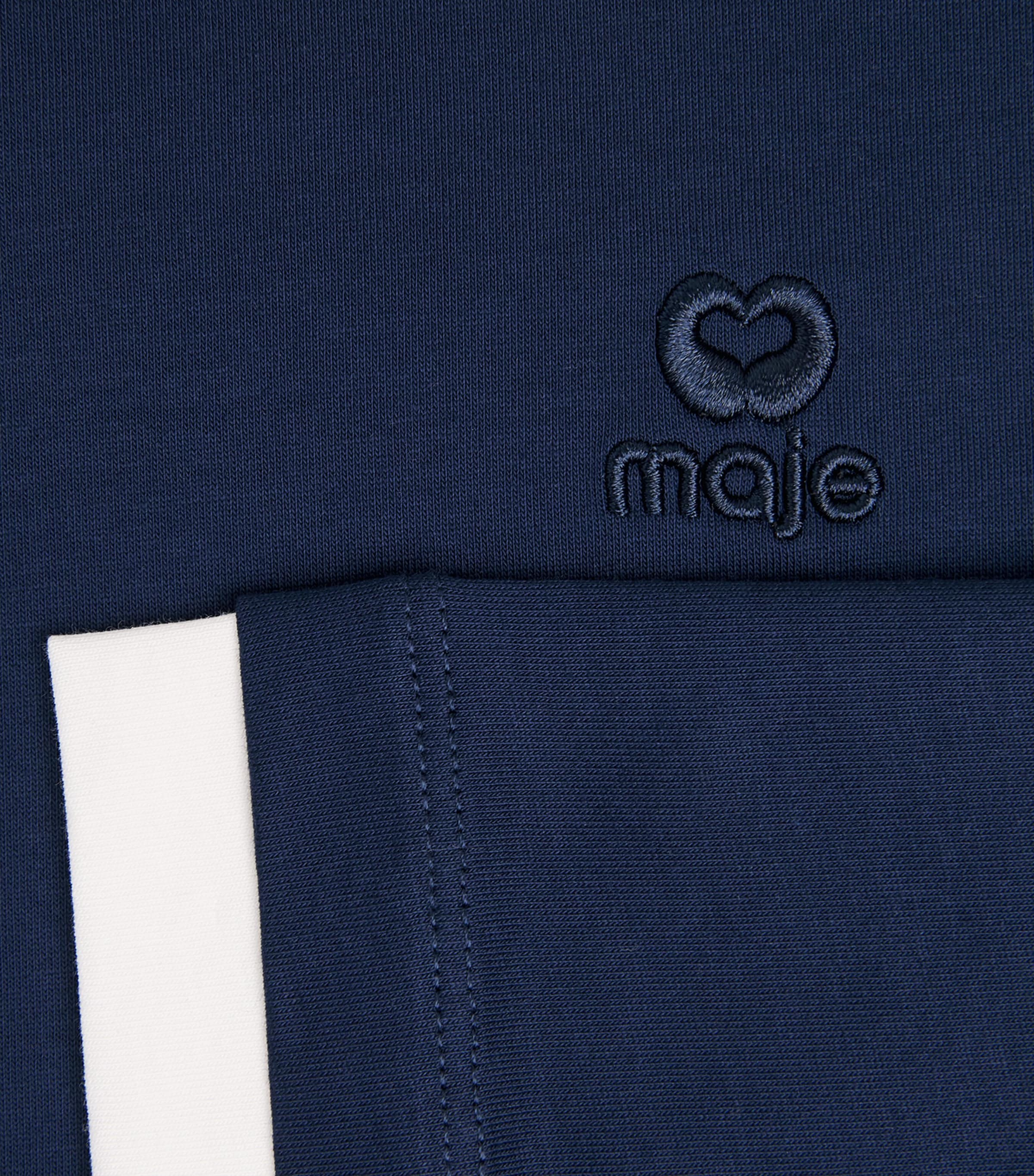 Maje Womens Cotton Layered Logo T-Shirt Navy Image 6