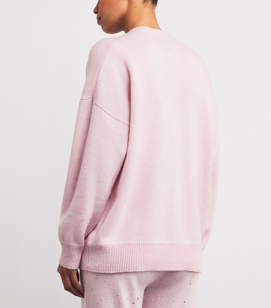Cashmere Crystal-Embellished Cardigan PINK SORBET/VIN Image 4
